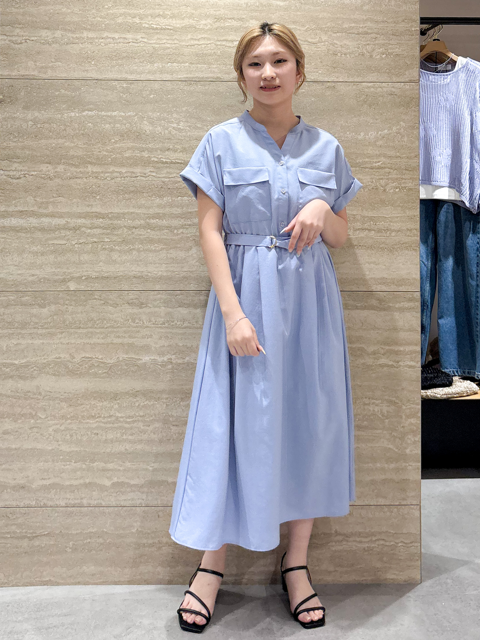 ふうかさんの「index｜《7色展開／XS-LLサイズ》ダブルポケットスキッパーシャツワンピース【吸水速乾／防シワ／イージーア」を使ったコーディネート