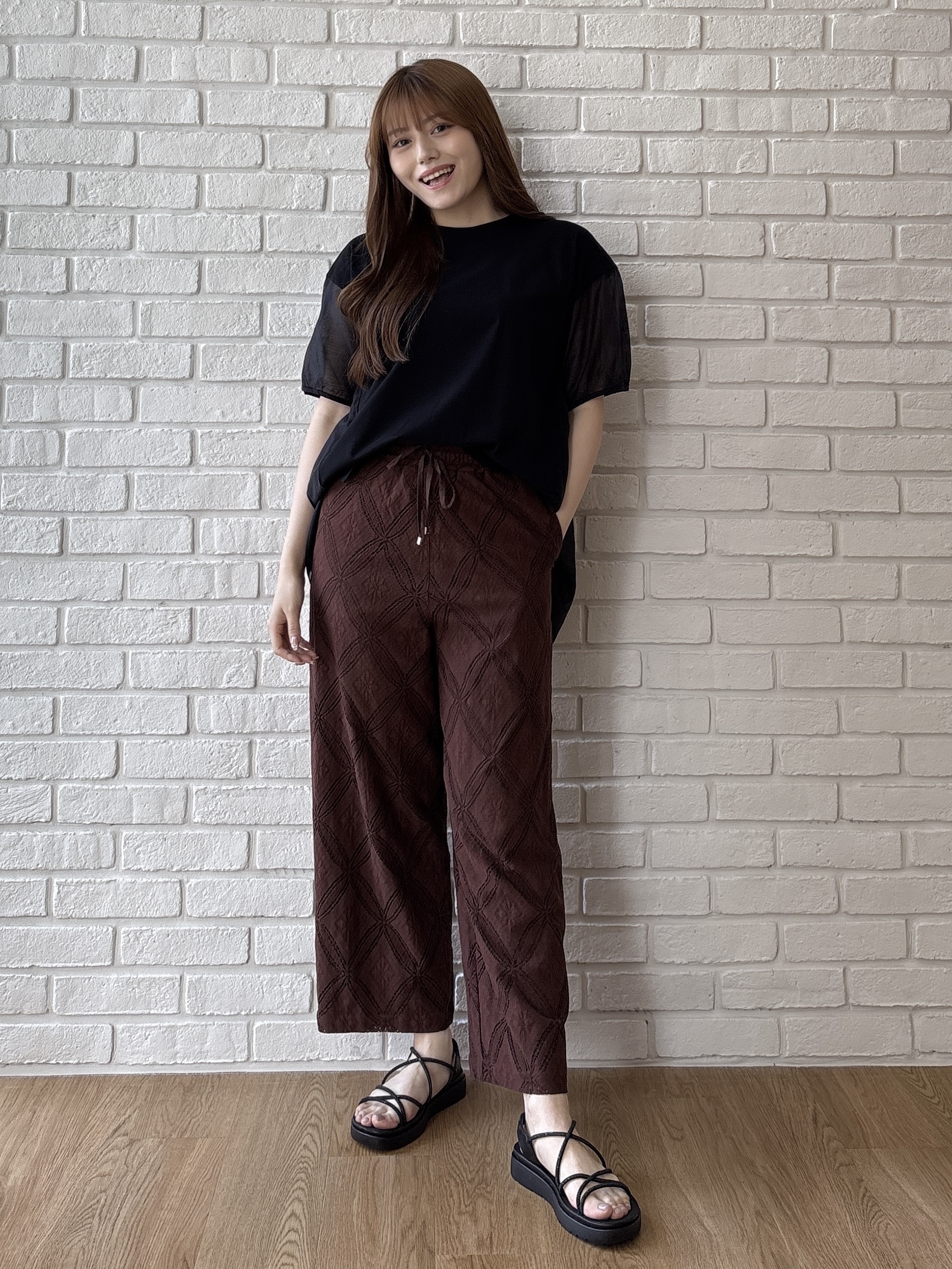 sayaさんの「grove｜【吸水速乾・UVカット・接触冷感】シアードッキングランタンスリーブTシャツ」を使ったコーディネート