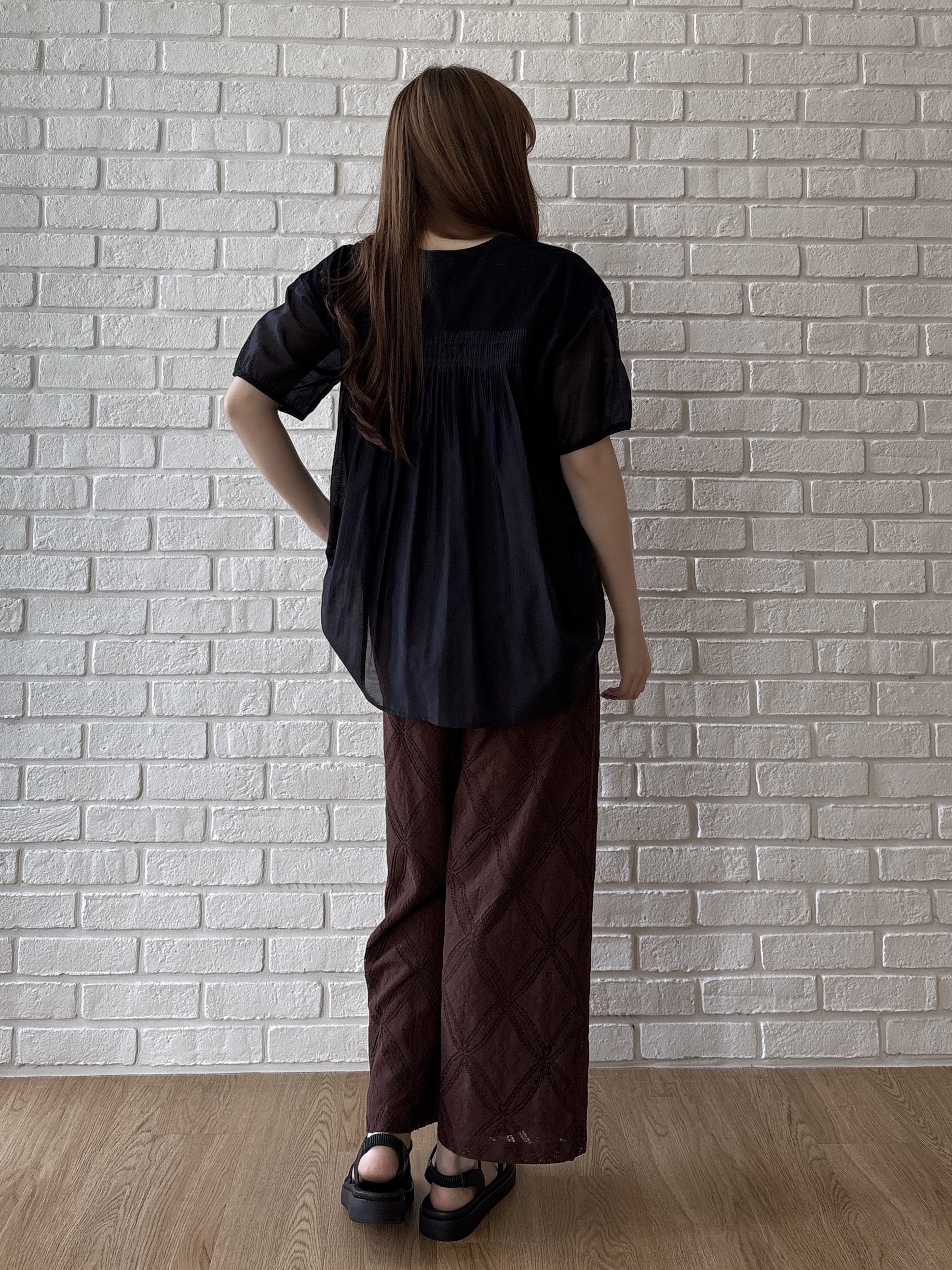 sayaさんの「grove｜【吸水速乾・UVカット・接触冷感】シアードッキングランタンスリーブTシャツ」を使ったコーディネート