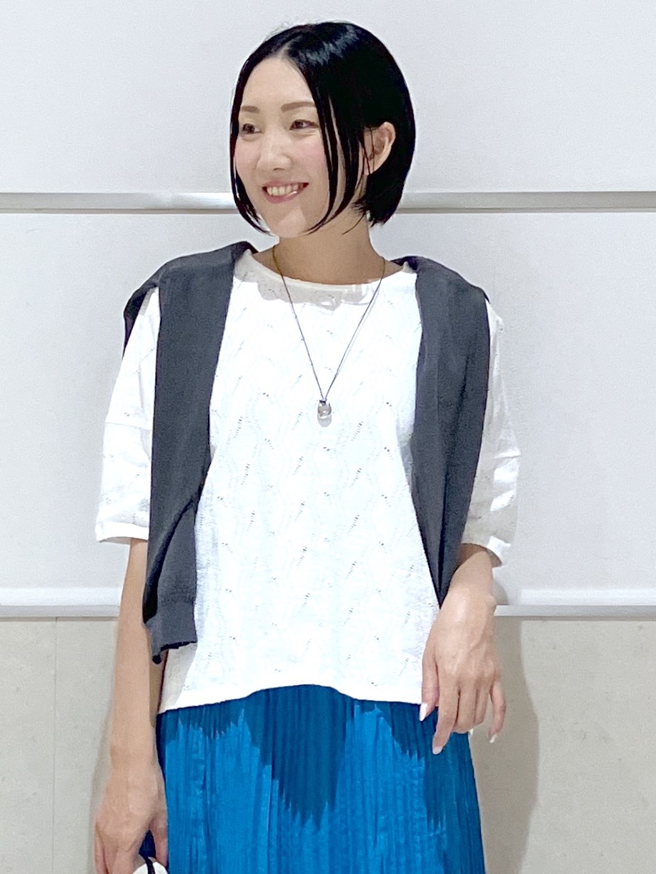 eriko さんの「Dessin｜【マシンウォッシャブル】5分袖レースカットソー」を使ったコーディネート