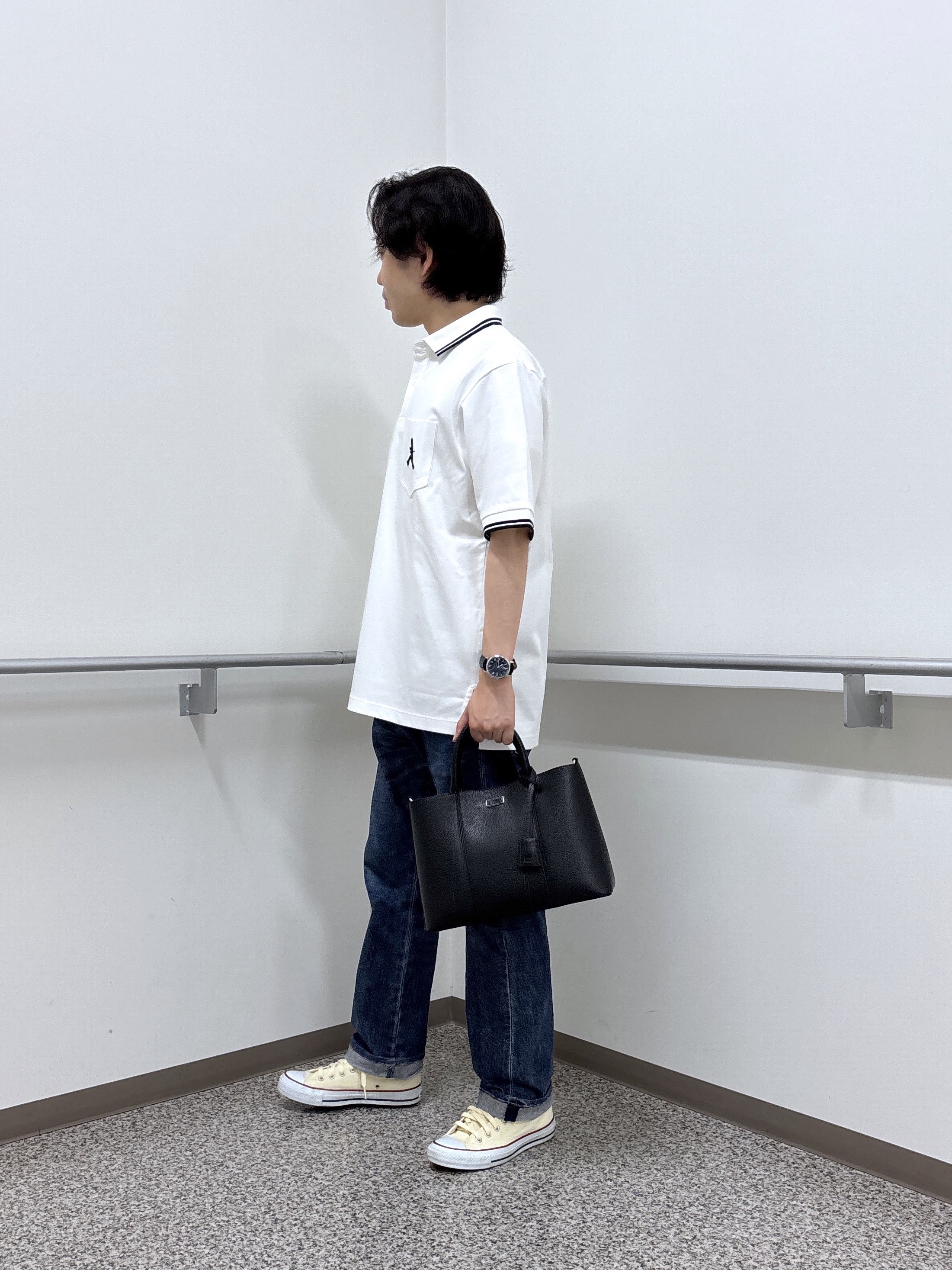 KEIさんの「TAKEO KIKUCHI｜【BOWLER HAT LABEL】アイスクリアコットン ボーラーハットウォーカー ポロシャツ」を使ったコーディネート