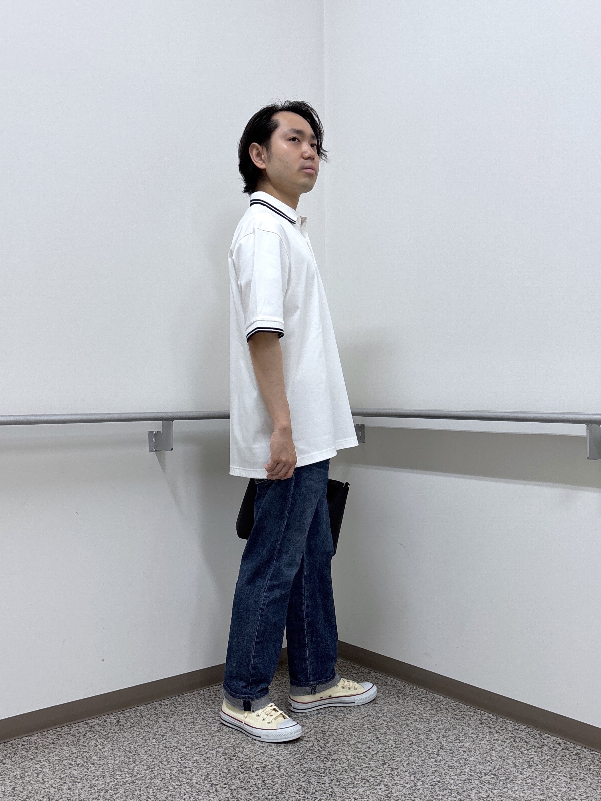KEIさんの「TAKEO KIKUCHI｜【BOWLER HAT LABEL】アイスクリアコットン ボーラーハットウォーカー ポロシャツ」を使ったコーディネート