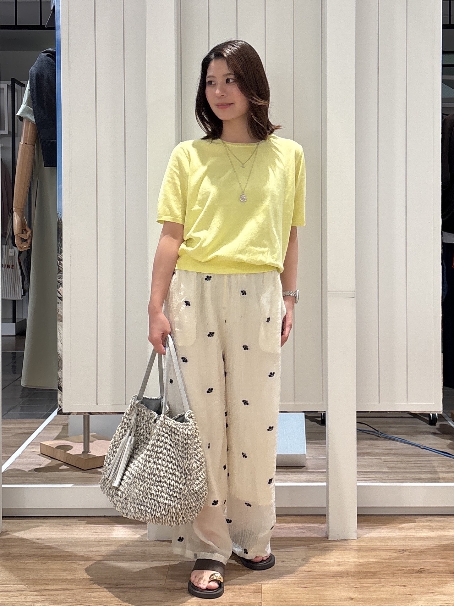hinakoさんの「Dessin｜【9色展開/接触冷感/UVカット】ドライタッチサマーニットT」を使ったコーディネート