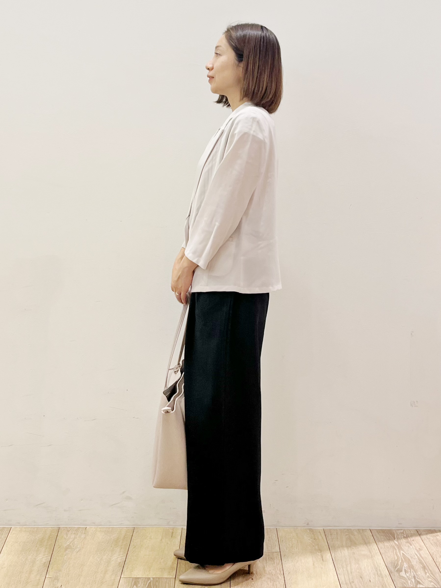 kcさんの「OPAQUE.CLIP｜【接触冷感／防シワ】ひんやり7分袖テーラードジャケット《洗濯機OK》」を使ったコーディネート