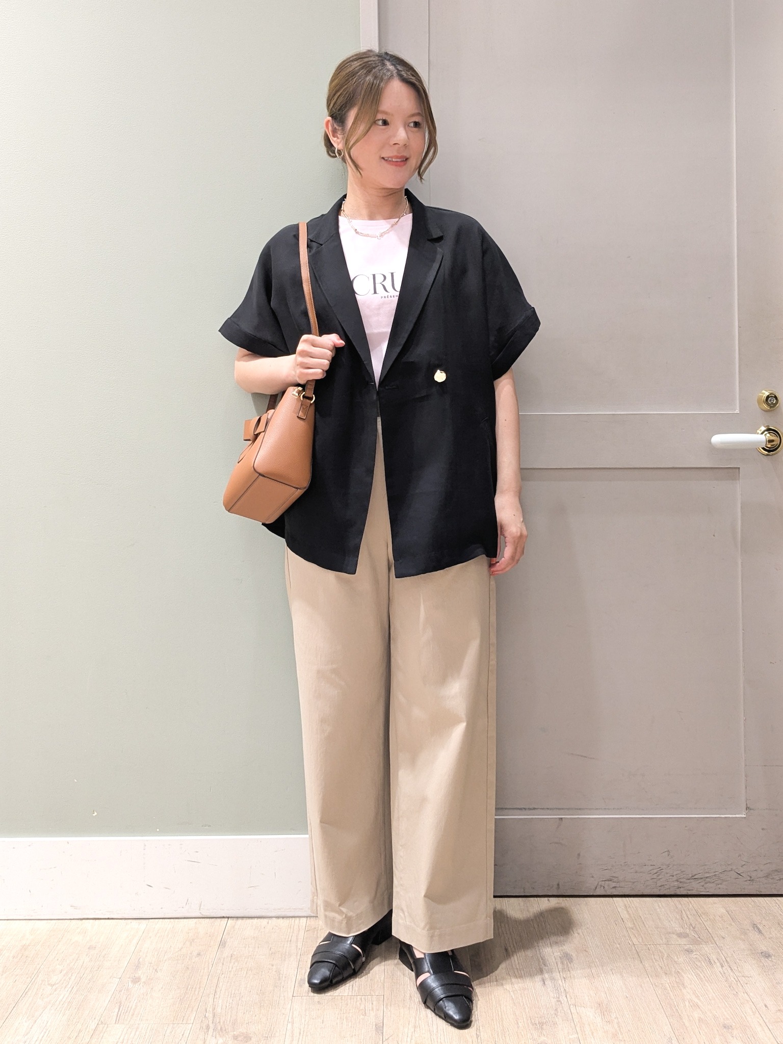 kuwawaさんの「grove｜【洗濯機OK・ひんやり/SETUP可】シワになりにくいハーフスリーブジャケット」を使ったコーディネート