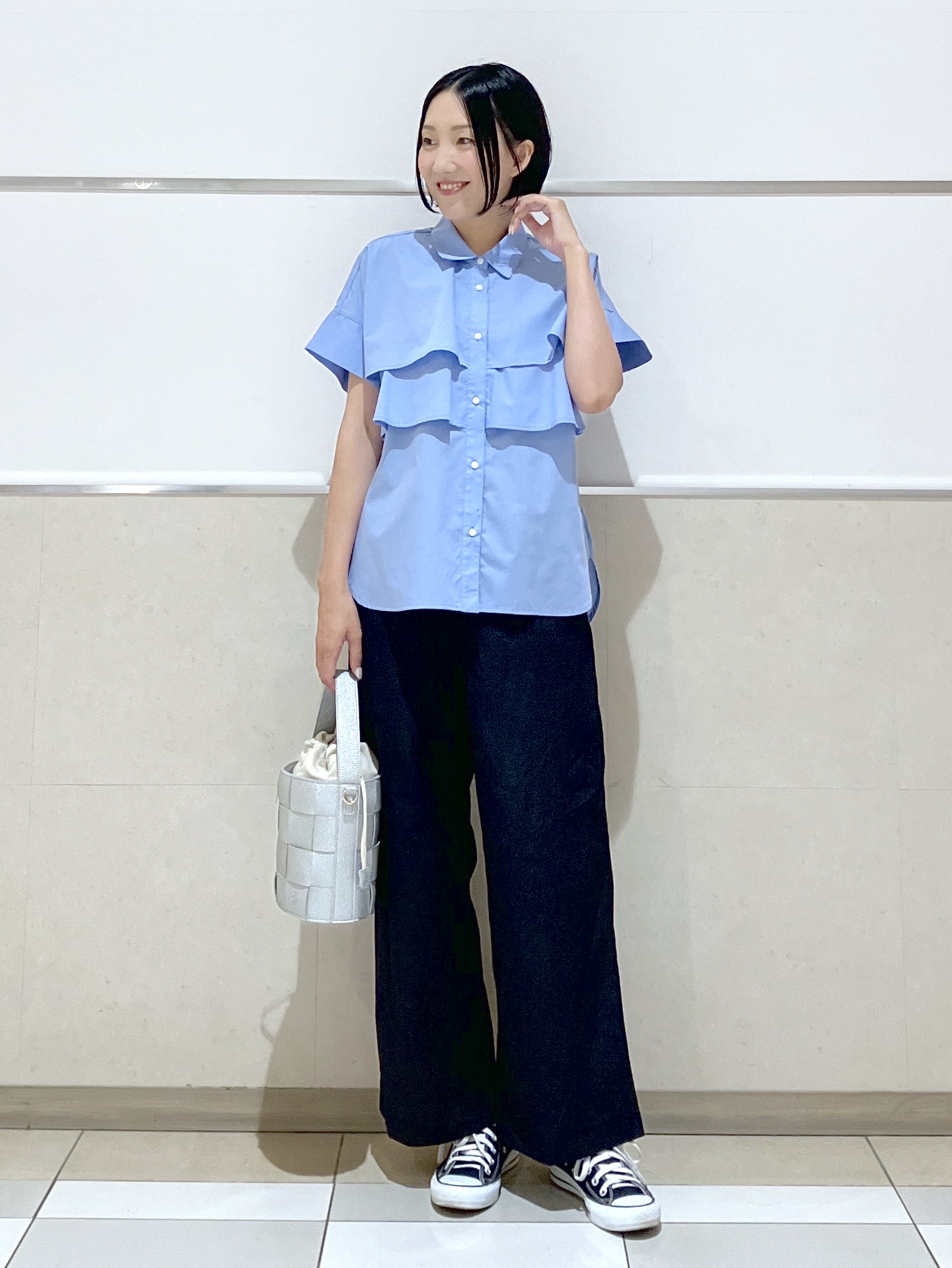 eriko さんの「Dessin｜【マシンウォッシャブル】ダブルフリルブラウス」を使ったコーディネート
