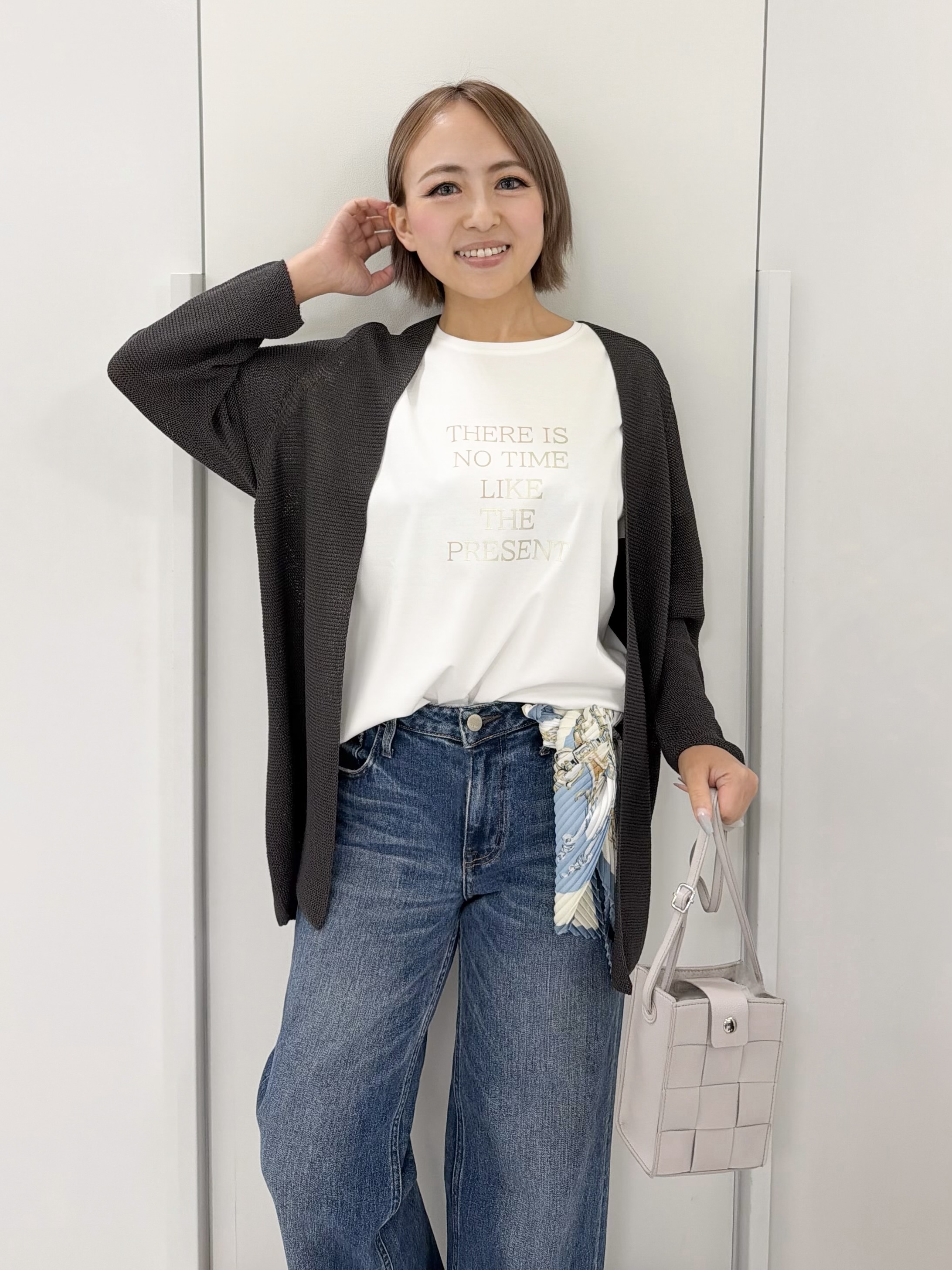 chiiさんの「COUP DE CHANCE｜【手洗い可／日本製】着流しカーディガン」を使ったコーディネート
