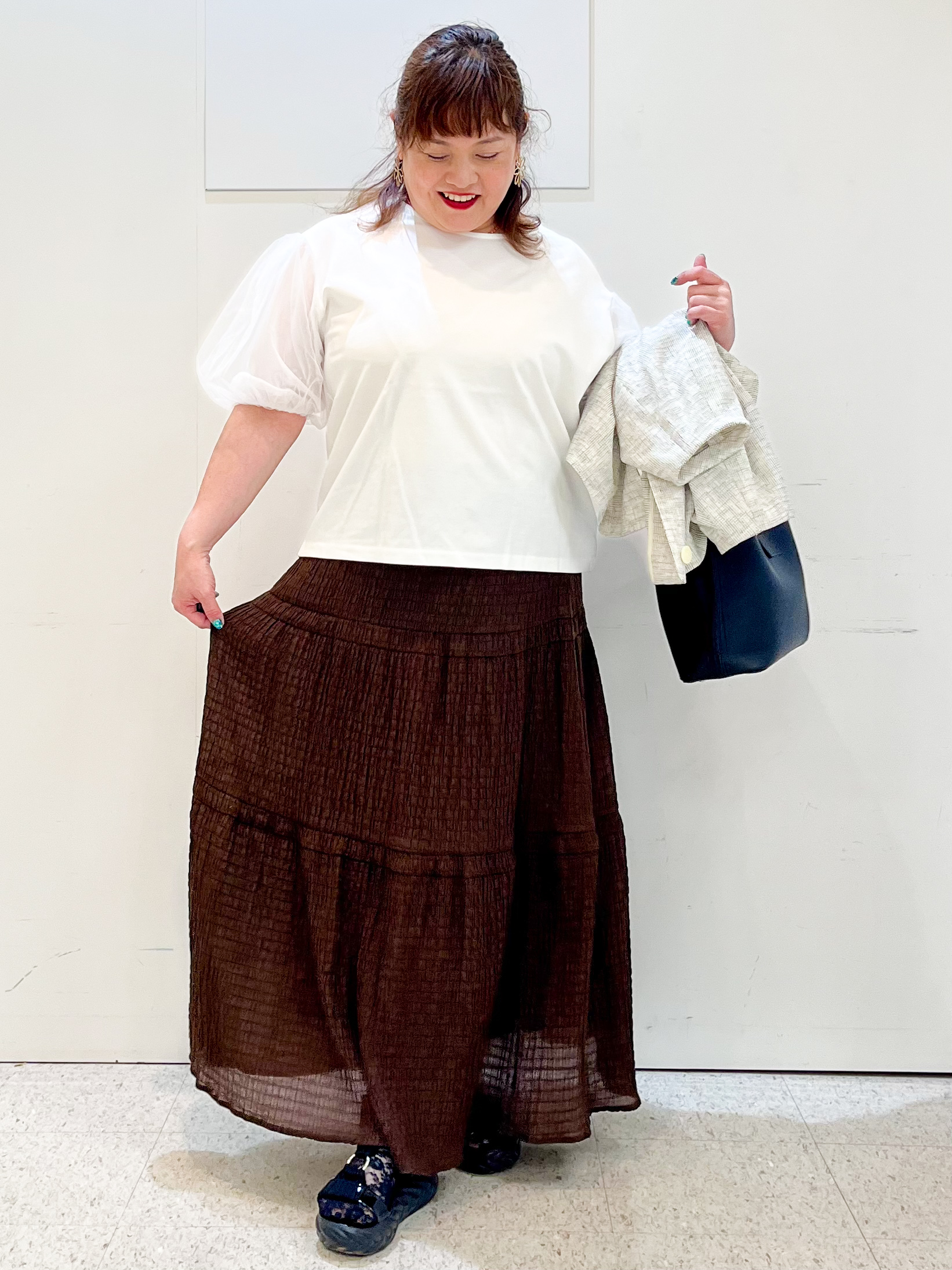 kimmyさんの「Reflect｜【UVカット／接触冷感／吸水速乾】チュールスリーブプルオーバー」を使ったコーディネート