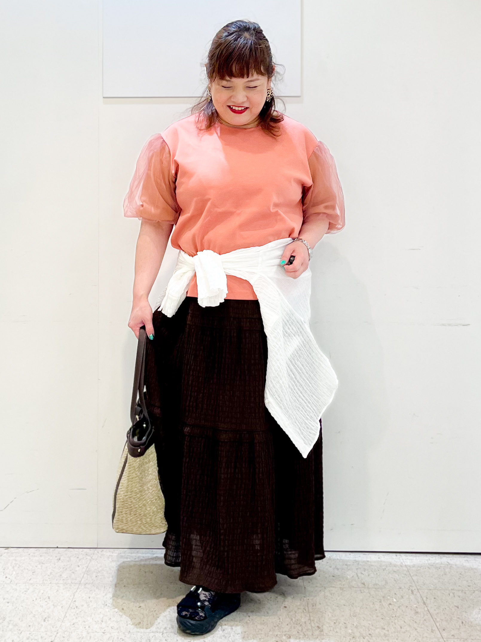 kimmyさんの「Reflect｜【UVカット／接触冷感／吸水速乾】チュールスリーブプルオーバー」を使ったコーディネート