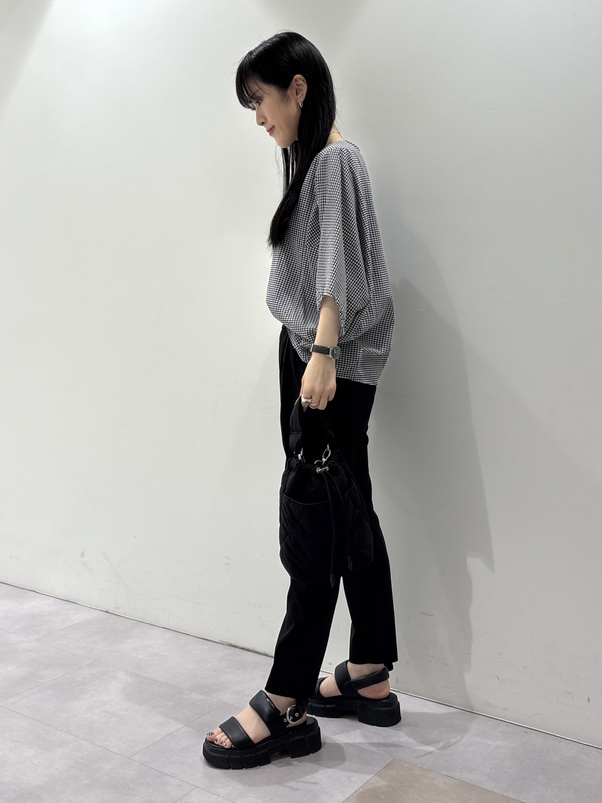 KEIKOさんの「INDIVI｜【体型カバー】サッカーチェックドルマントップス」を使ったコーディネート