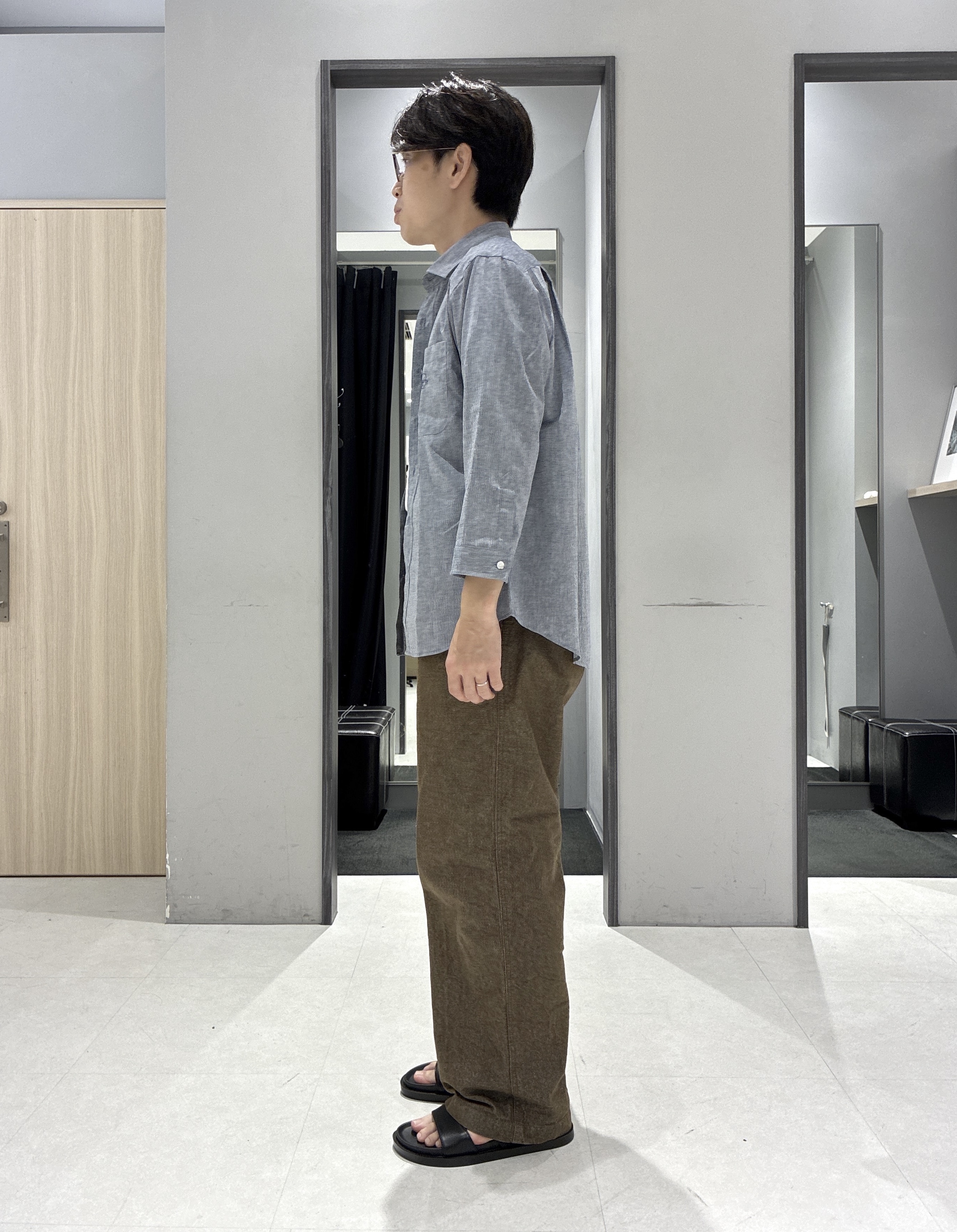 わいずみさんの「TAKEO KIKUCHI｜【接触冷感】ハイブリッド リネン 七分袖シャツ」を使ったコーディネート
