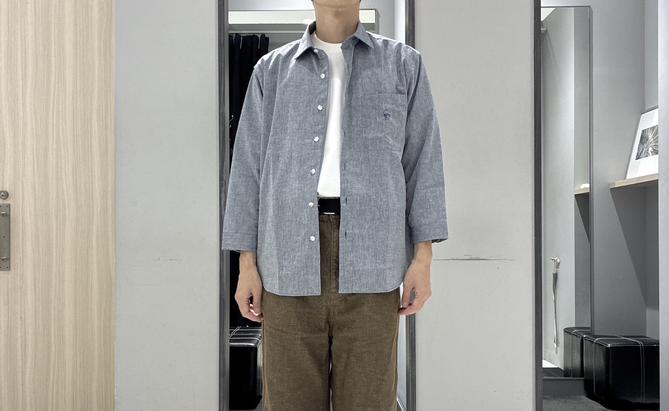 わいずみさんの「TAKEO KIKUCHI｜【接触冷感】ハイブリッド リネン 七分袖シャツ」を使ったコーディネート
