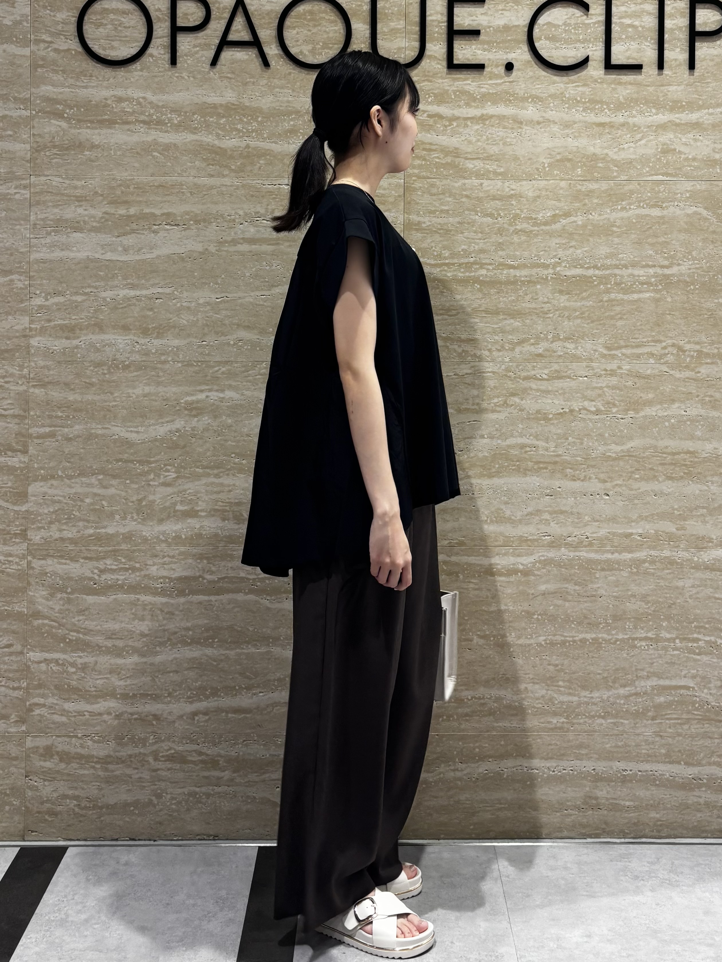 Ririkaさんの「OPAQUE.CLIP｜【接触冷感】バックフレアドッキングカットソー《洗濯機OK》」を使ったコーディネート