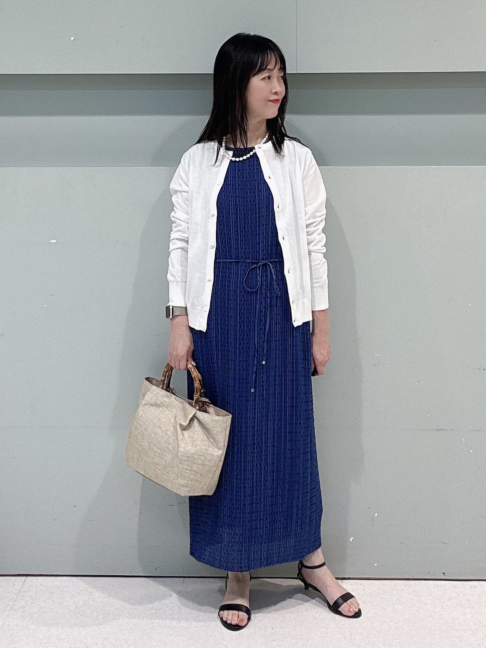 makiさんの「UNTITLED｜【9色展開/アンサンブル可】コットンクルーネックカーディガン」を使ったコーディネート