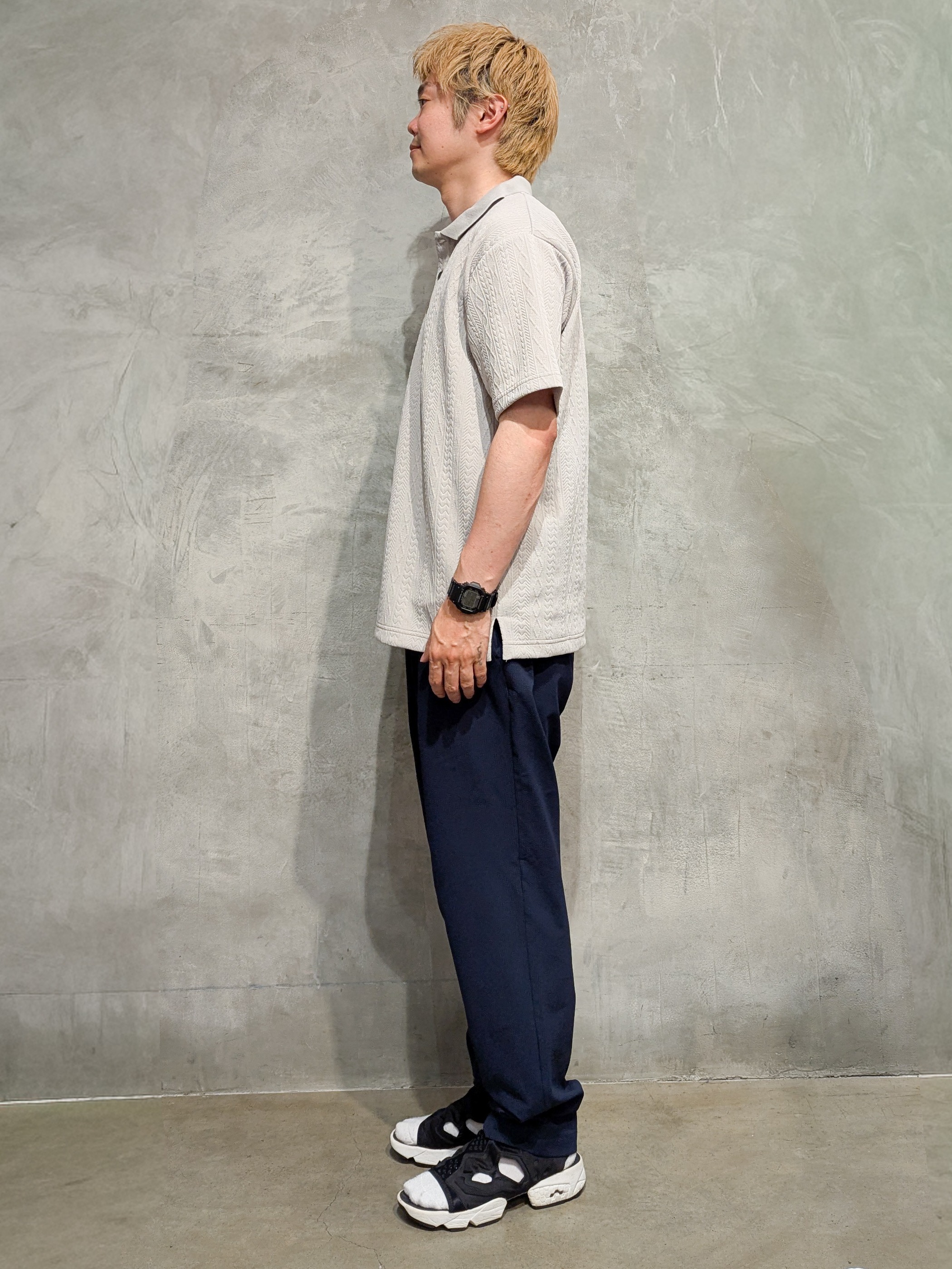 daiさんの「THE SHOP TK｜【シンプルすぎない大人の表情】ケーブルフクレポロシャツ 吸水速乾/UVケア/洗濯機OK」を使ったコーディネート