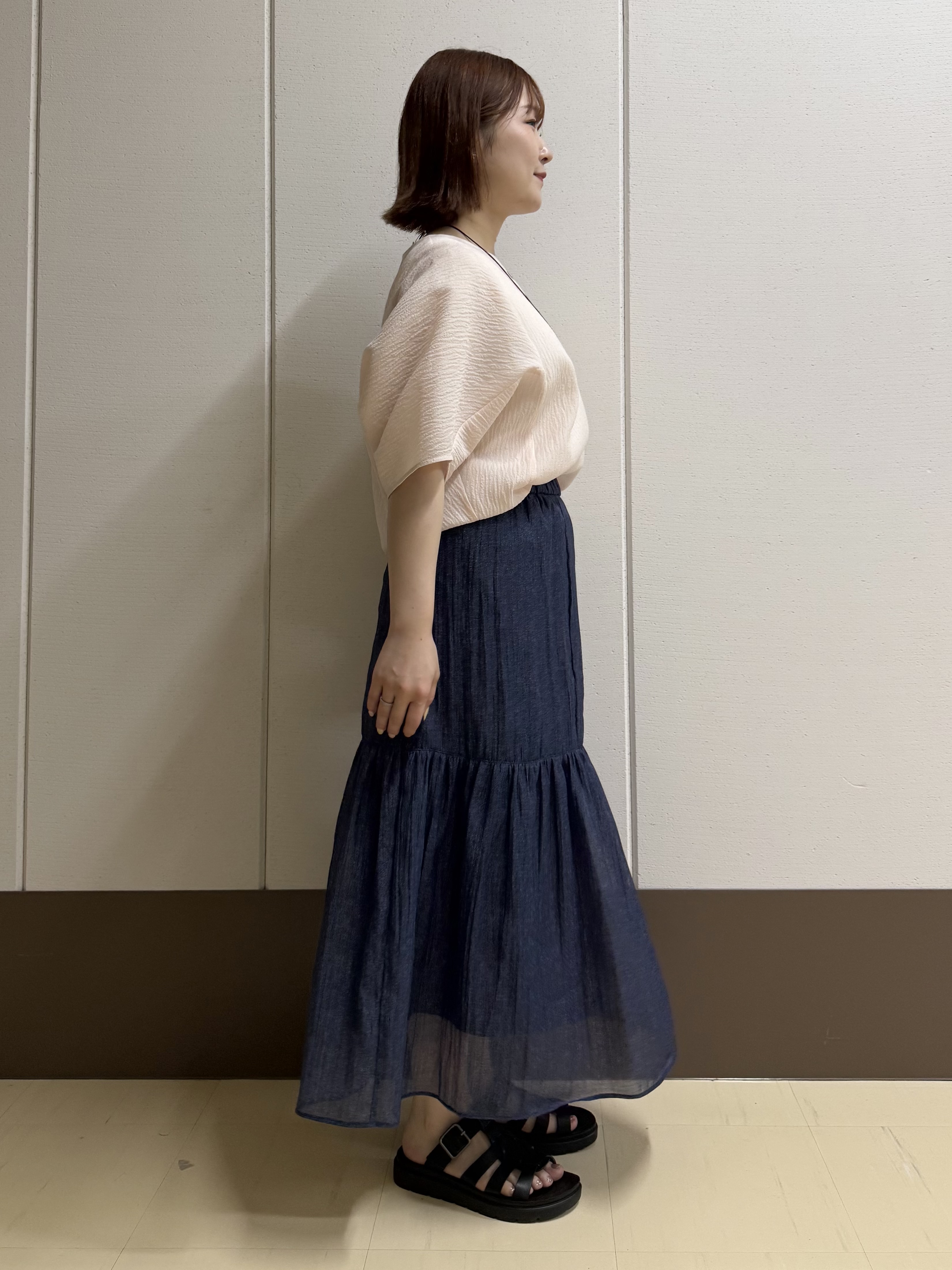 Rikoさんの「INDIVI｜【華奢見え】ジャカード ドルマントップス」を使ったコーディネート