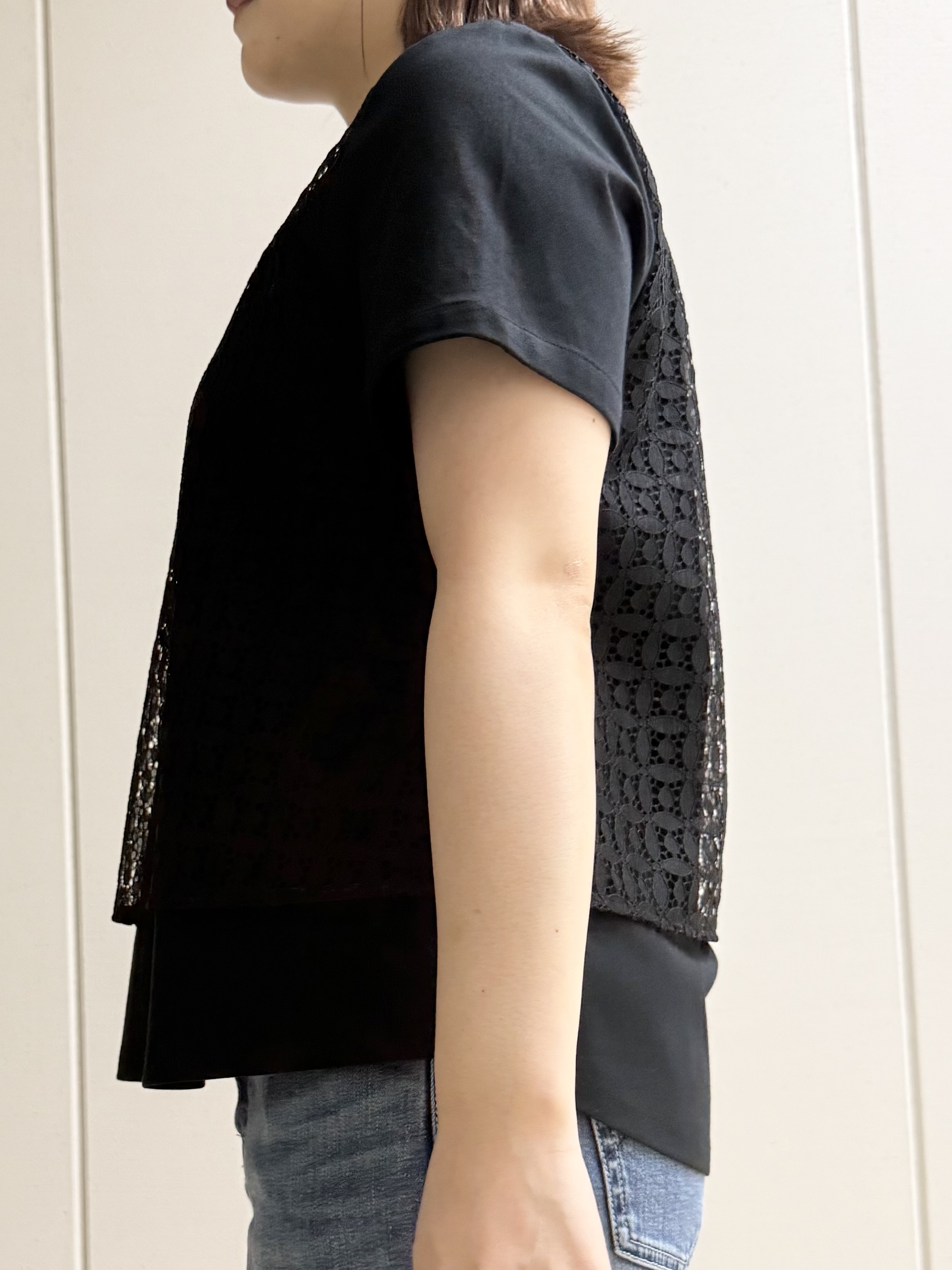 Rikoさんの「INDIVI｜【洗える】レイヤード風レースコンビTシャツ」を使ったコーディネート