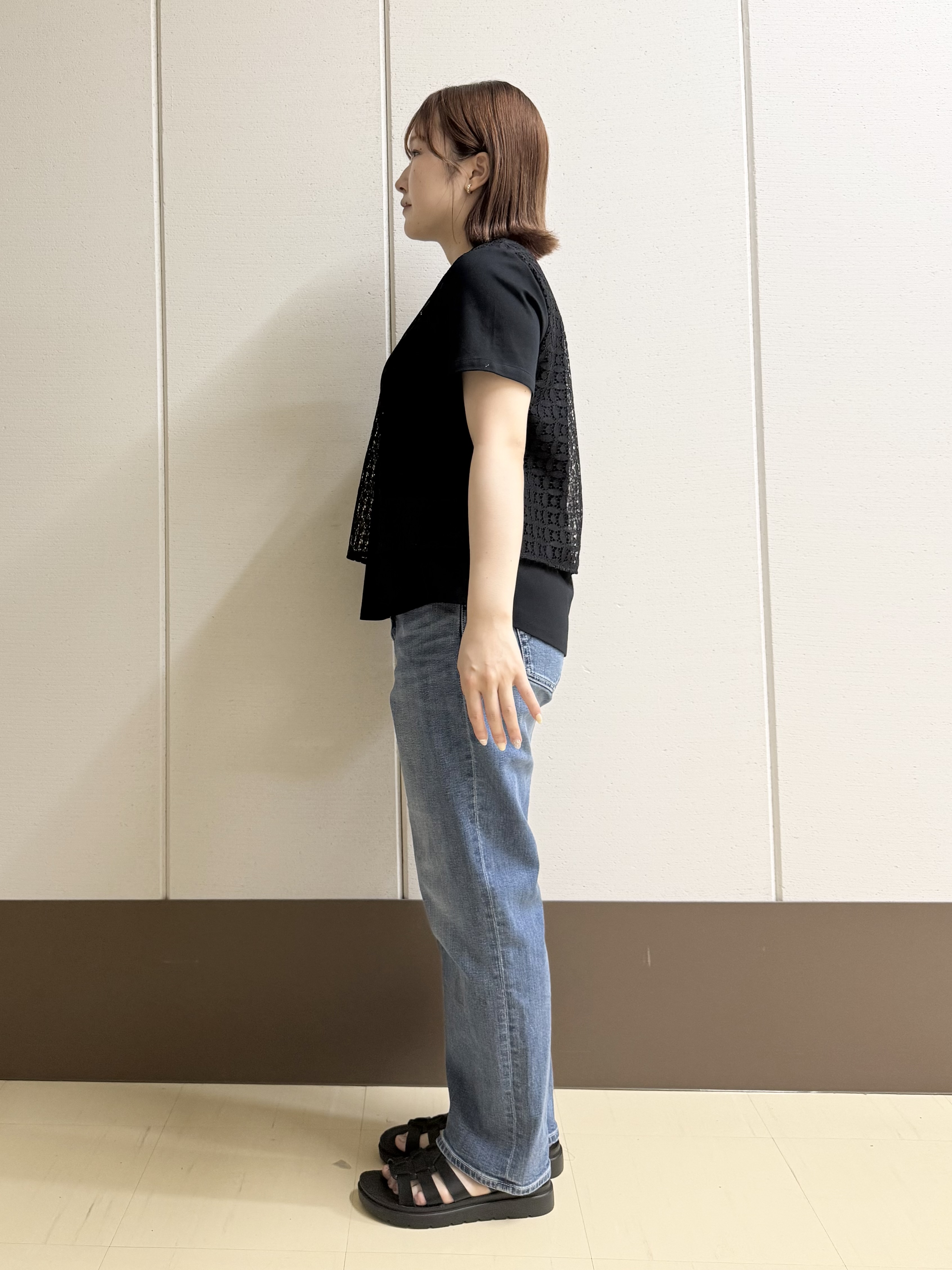 Rikoさんの「INDIVI｜【洗える】レイヤード風レースコンビTシャツ」を使ったコーディネート