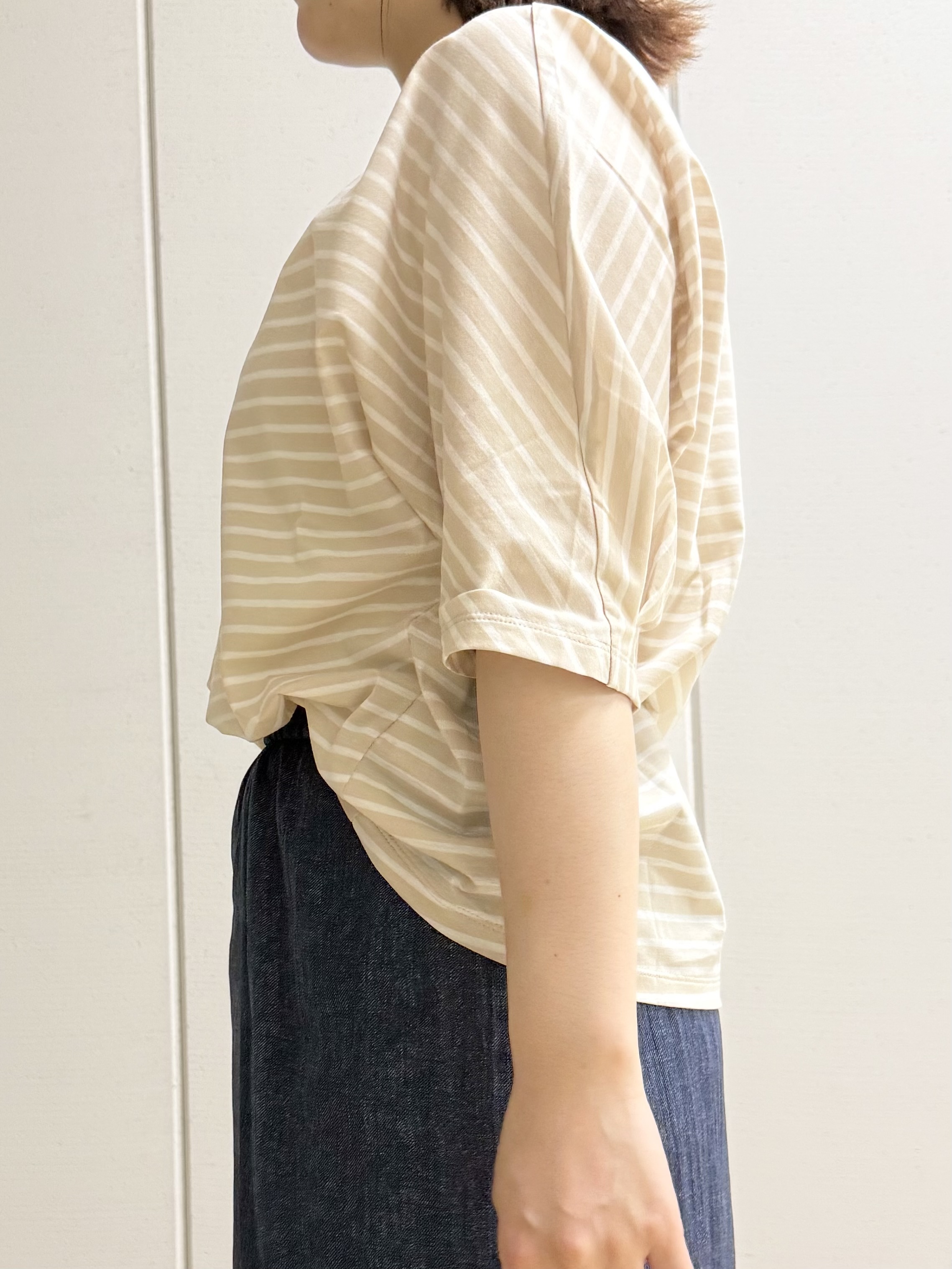 Rikoさんの「INDIVI｜【体型カバー】ボーダードルマントップス」を使ったコーディネート