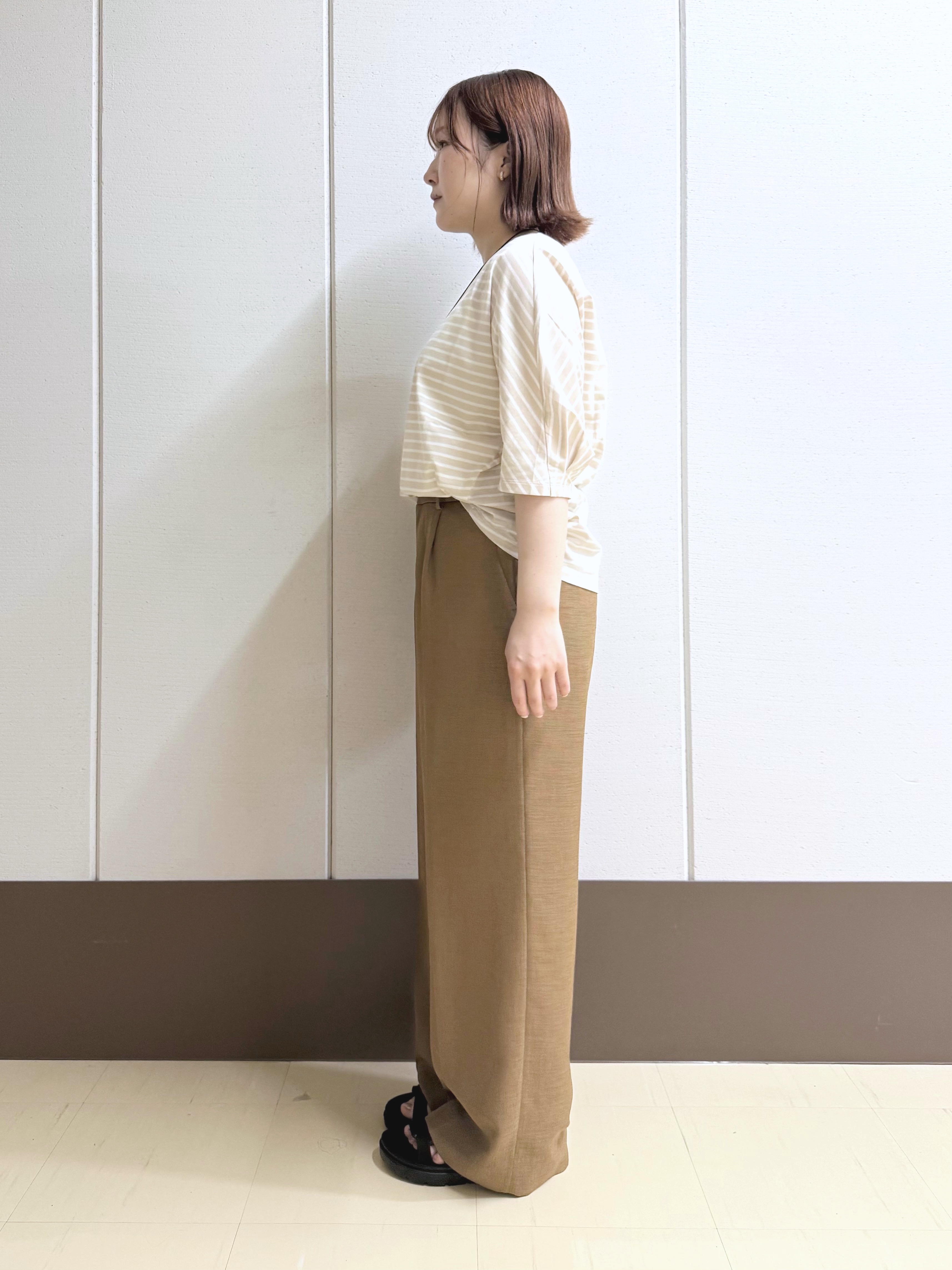 Rikoさんの「INDIVI｜【体型カバー】ボーダードルマントップス」を使ったコーディネート