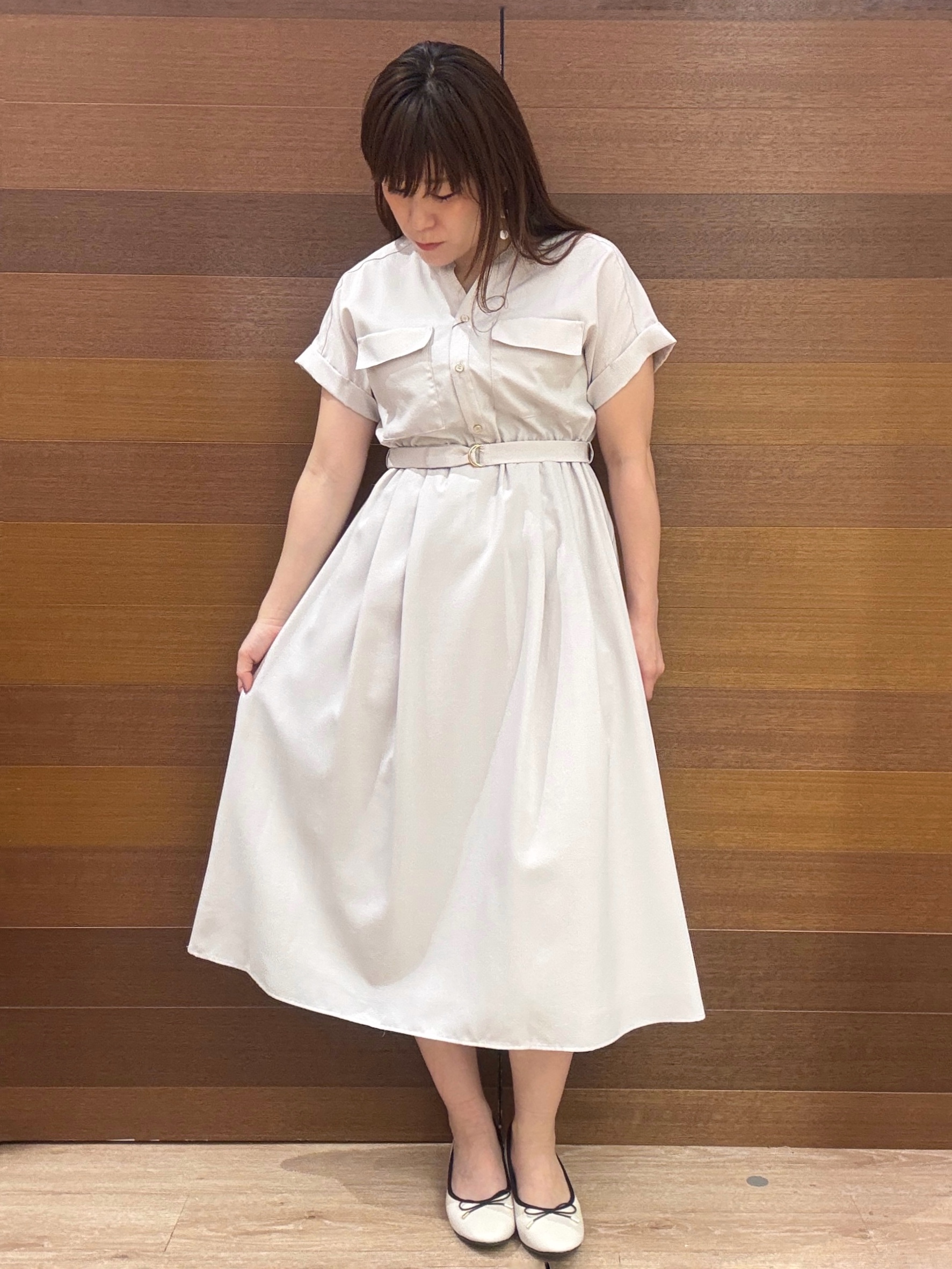 maichiさんの「OPAQUE.CLIP｜ダブルポケットスキッパーワンピース【防シワ／洗濯機OK】《XS～3L／6col》」を使ったコーディネート