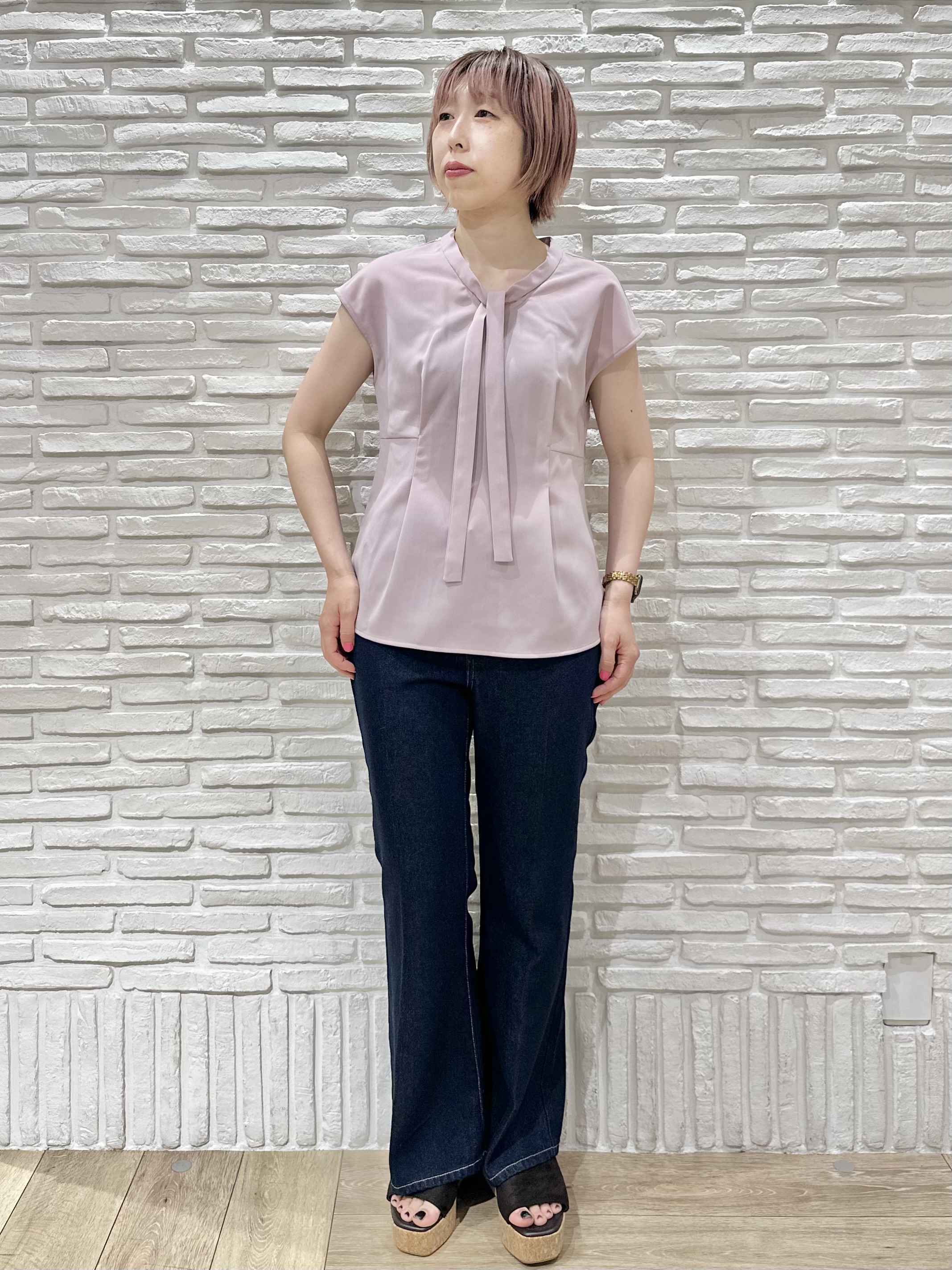 Hana...eさんの「index｜《再入荷》ダブルブレストテーラードジャケット【接触冷感／吸水速乾／イージーアイロン／防シワ／洗濯機O」を使ったコーディネート