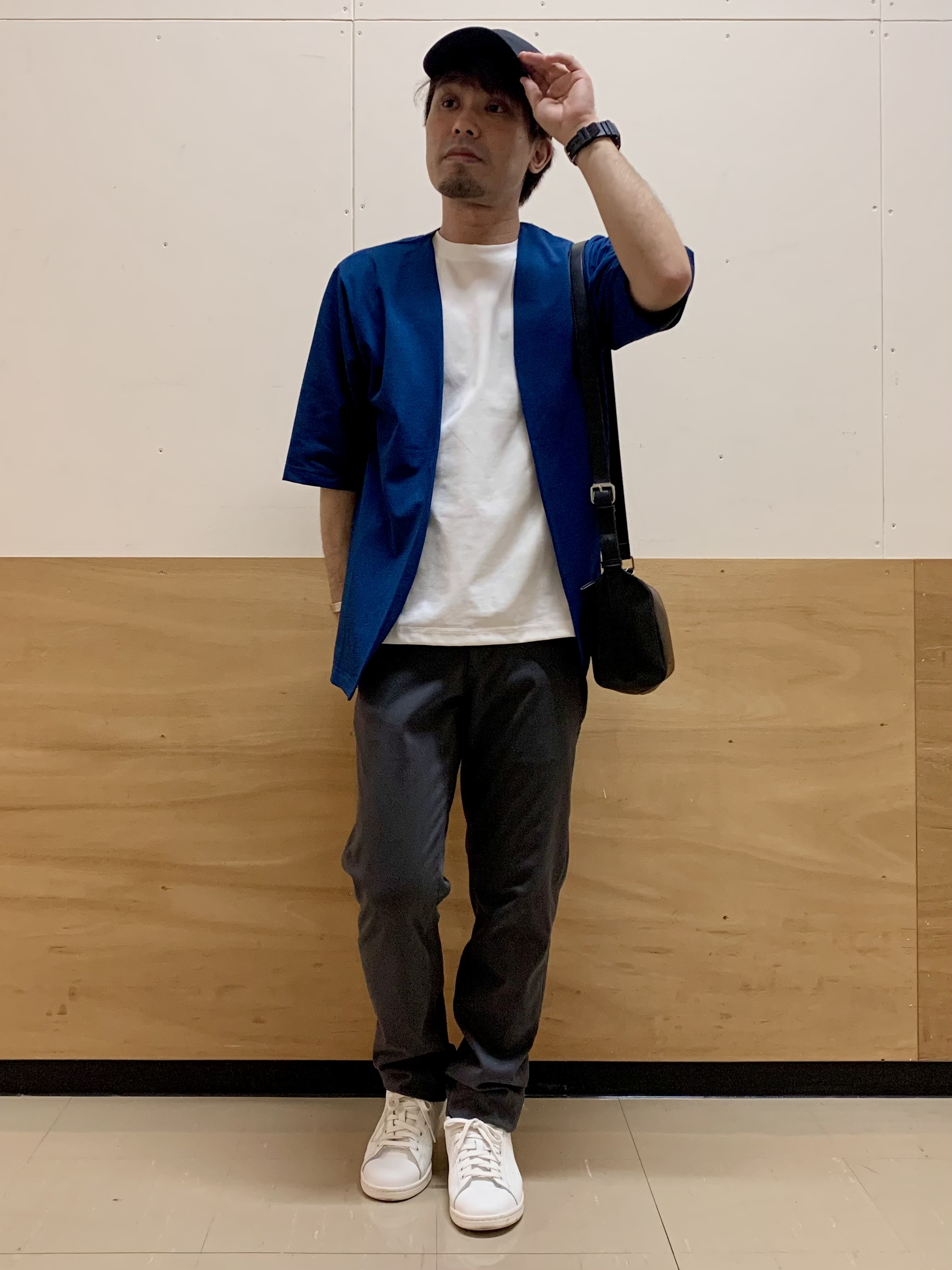 MATUさんの「THE SHOP TK｜メッシュ五分袖カーディガン＋半袖Tシャツ セットアイテム 洗濯機OK」を使ったコーディネート