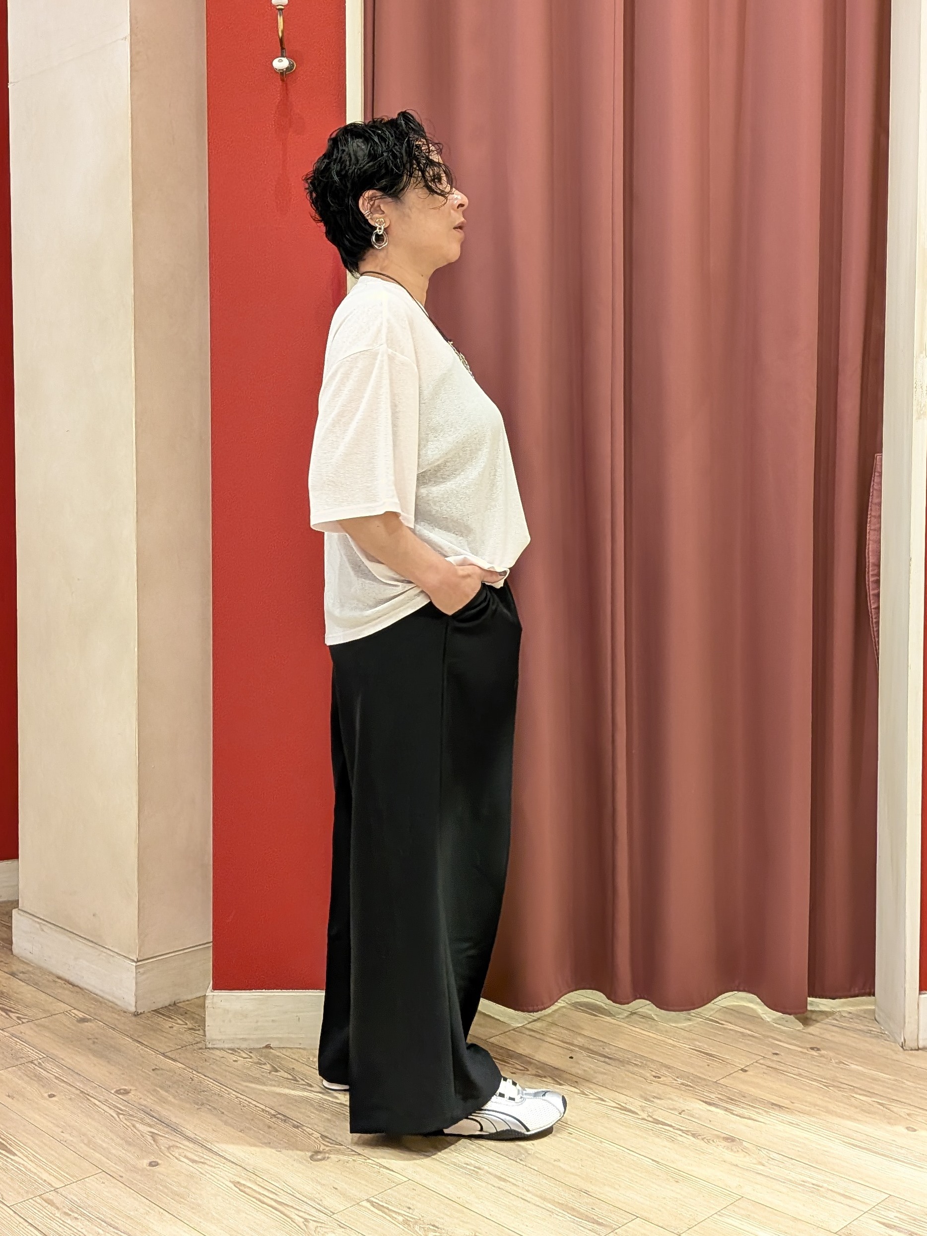 cameさんの「SHOO･LA･RUE｜【S-LL/洗濯機可/体型カバー】ゆるっとこなれる 大人のシアースラブTシャツ」を使ったコーディネート