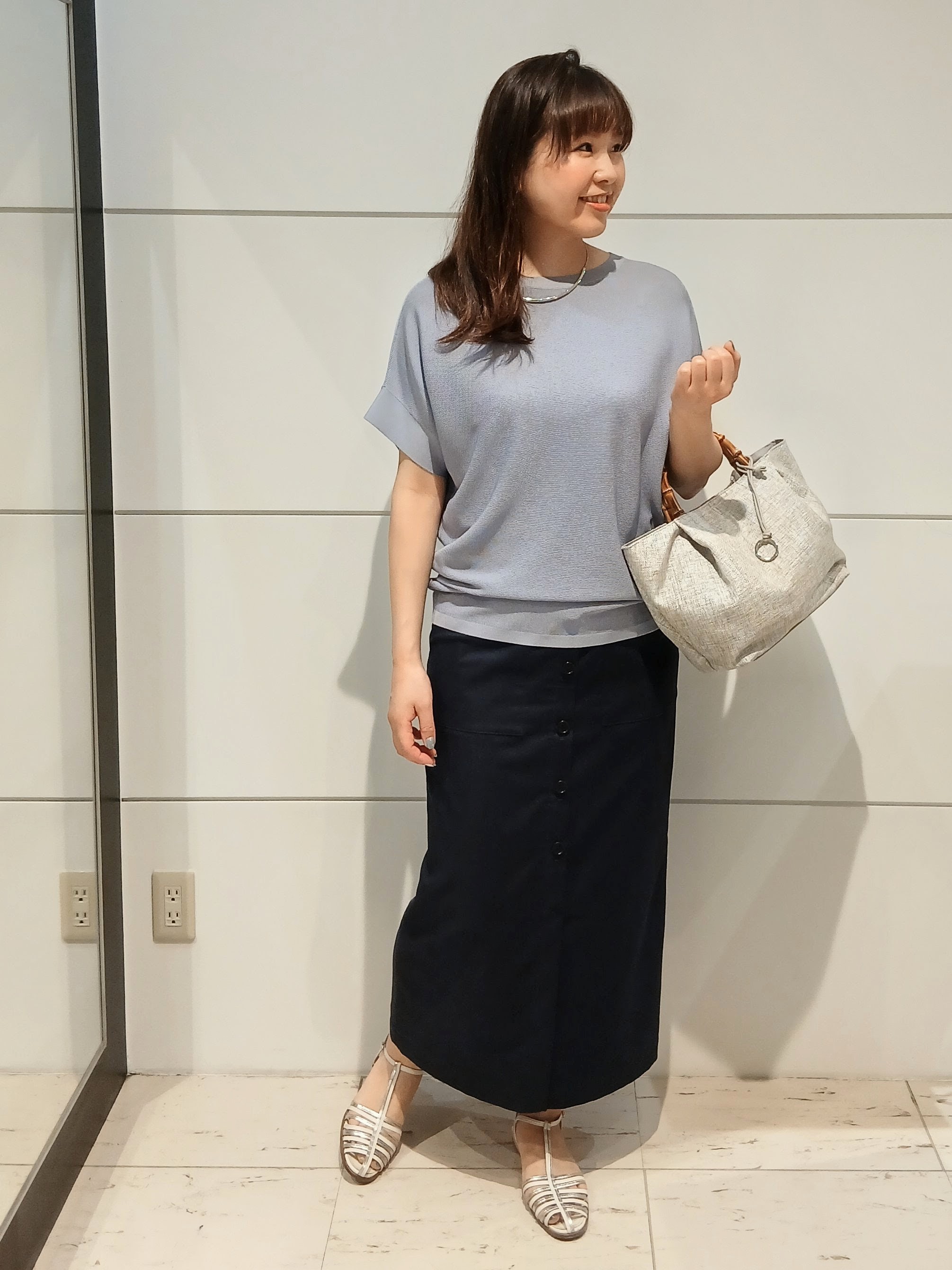 なみきさんの「UNTITLED｜【11色展開/体型カバー】前後2WAYフレンチスリーブニット」を使ったコーディネート