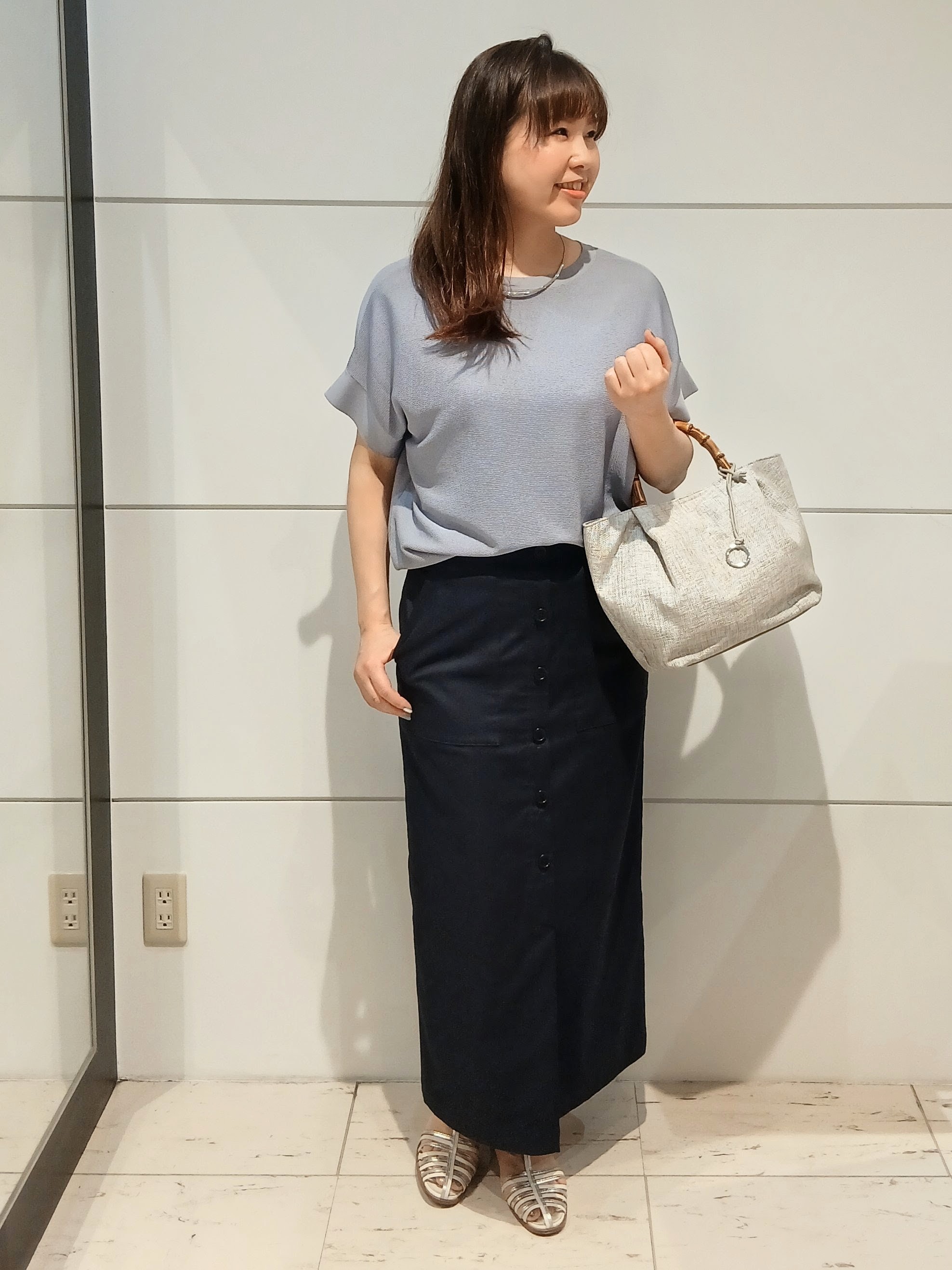 なみきさんの「UNTITLED｜【11色展開/体型カバー】前後2WAYフレンチスリーブニット」を使ったコーディネート