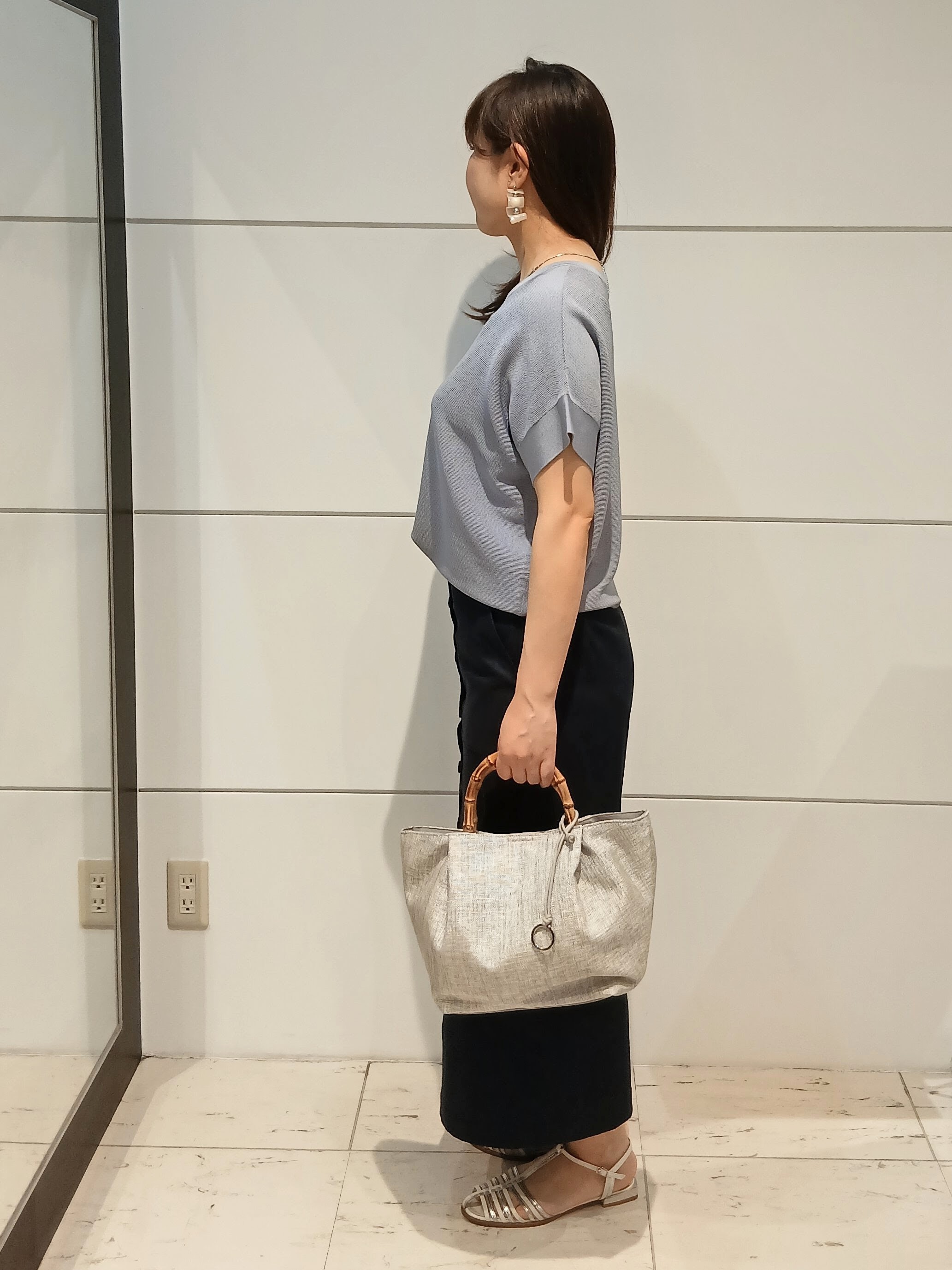 なみきさんの「UNTITLED｜【11色展開/体型カバー】前後2WAYフレンチスリーブニット」を使ったコーディネート