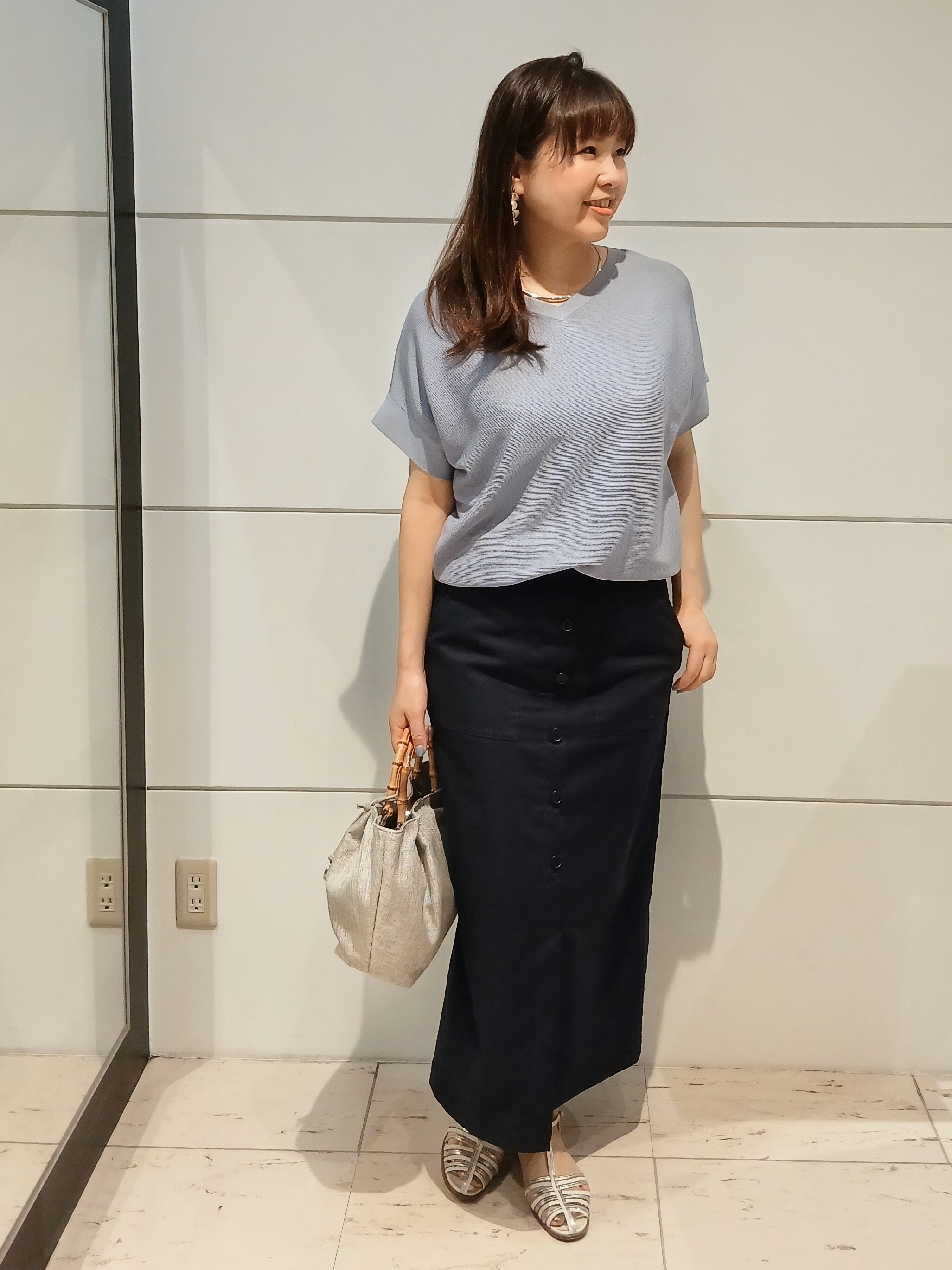 なみきさんの「UNTITLED｜【11色展開/体型カバー】前後2WAYフレンチスリーブニット」を使ったコーディネート