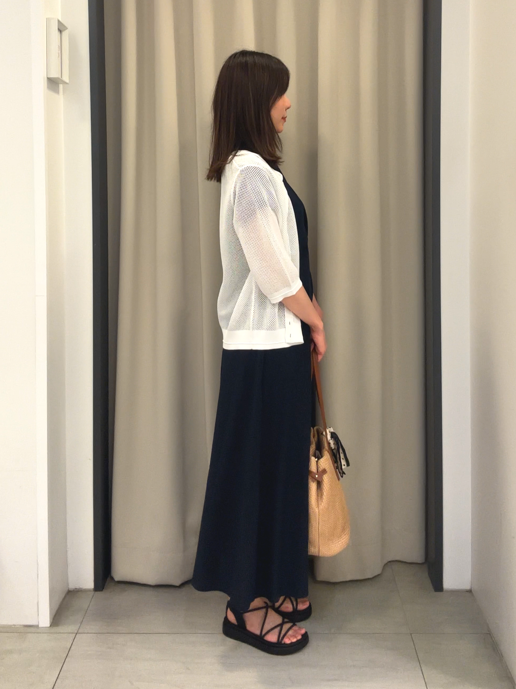 Nao さんの「grove｜【貴島明日香さん着用・洗える】透けない、大人のメッシュカーディガン」を使ったコーディネート