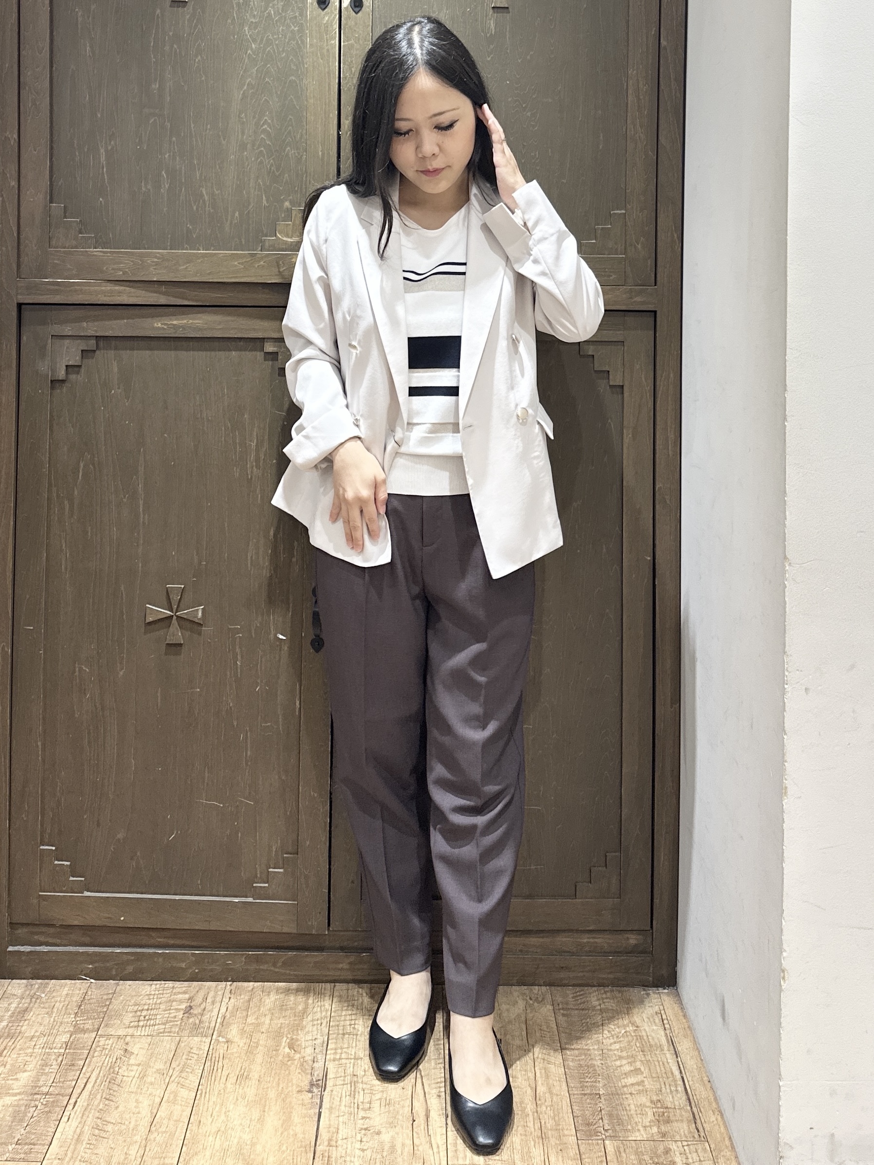 kanaさんの「index｜《再入荷》ダブルブレストテーラードジャケット【接触冷感／吸水速乾／イージーアイロン／防シワ／洗濯機O」を使ったコーディネート