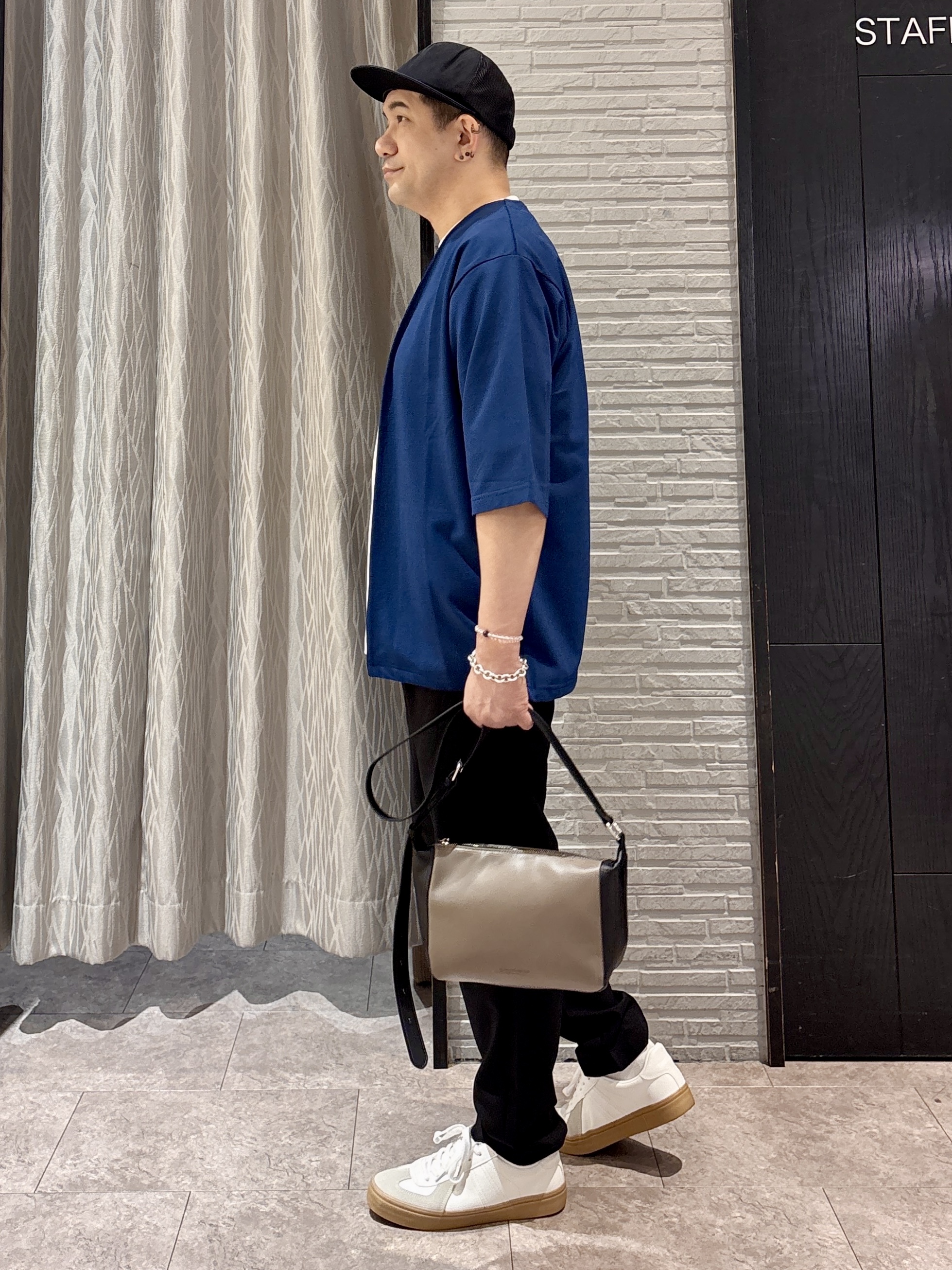 Pーyamaさんの「THE SHOP TK｜メッシュ五分袖カーディガン＋半袖Tシャツ セットアイテム 洗濯機OK」を使ったコーディネート