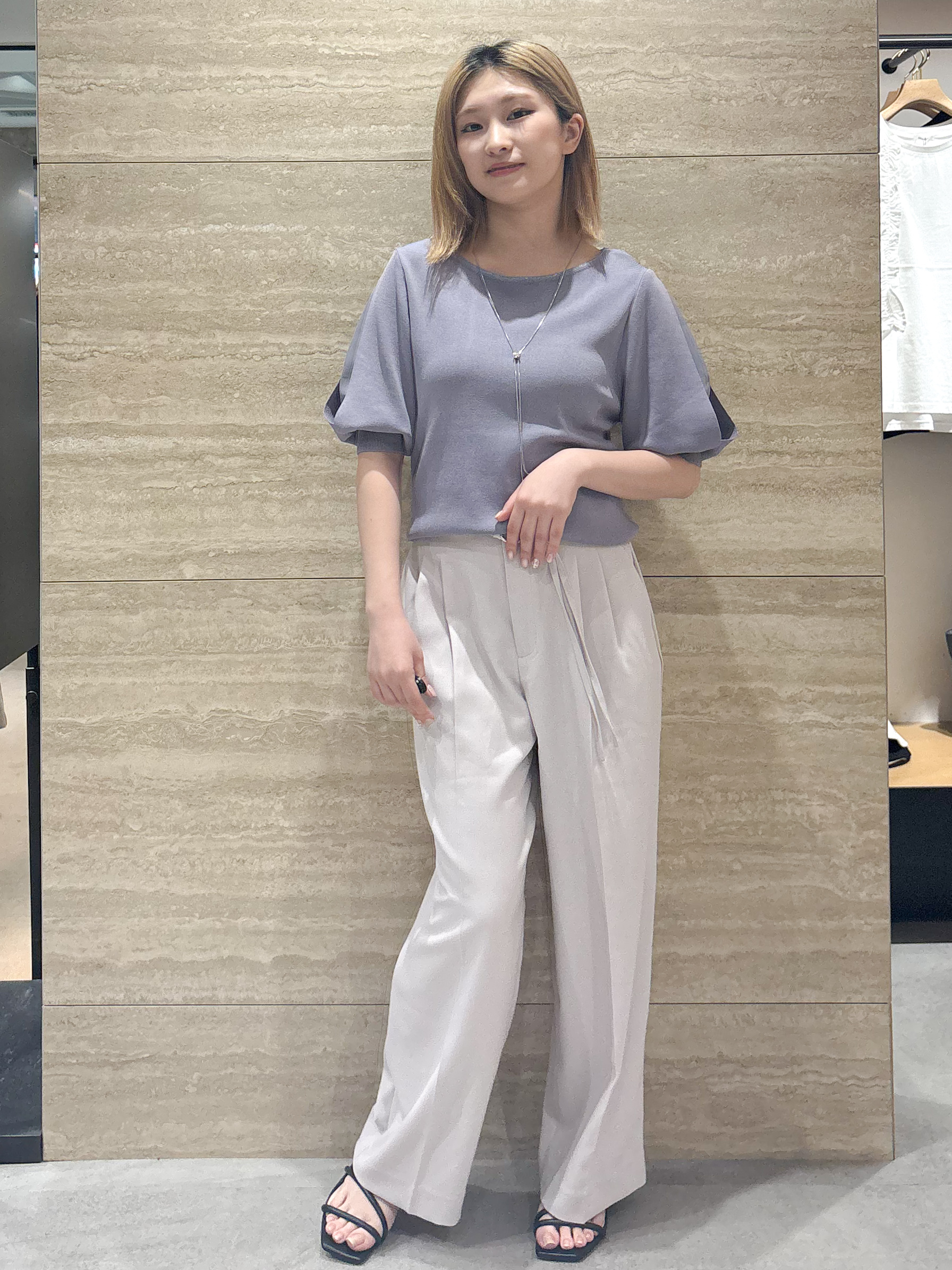 ふうかさんの「index｜【接触冷感】クールタッチラップスリーブニット《UVケア／洗濯機OK／XS～3L／9col》」を使ったコーディネート