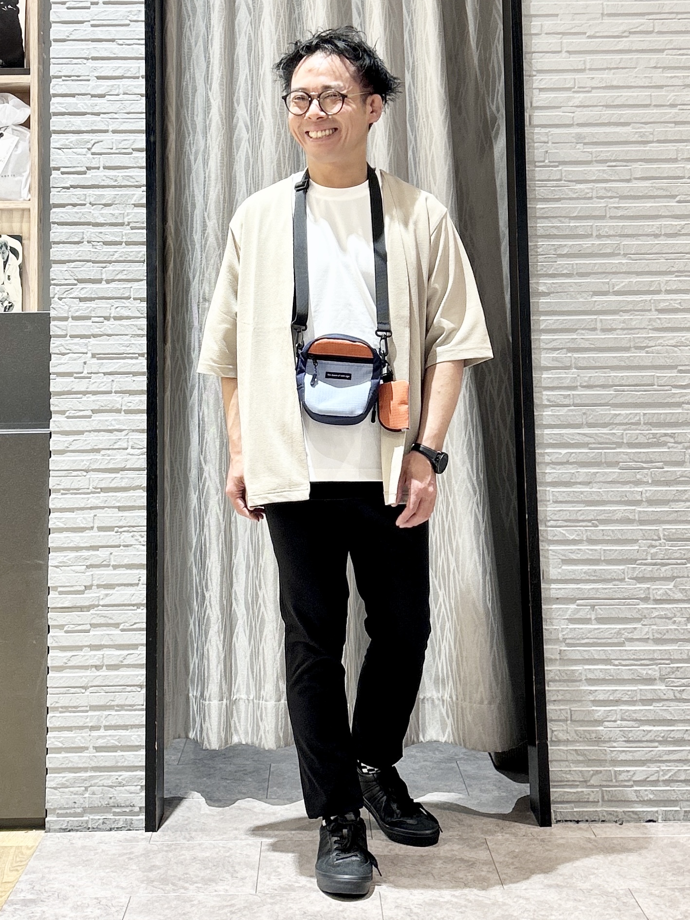 KENJI Iさんの「THE SHOP TK｜メッシュ五分袖カーディガン＋半袖Tシャツ セットアイテム 洗濯機OK」を使ったコーディネート
