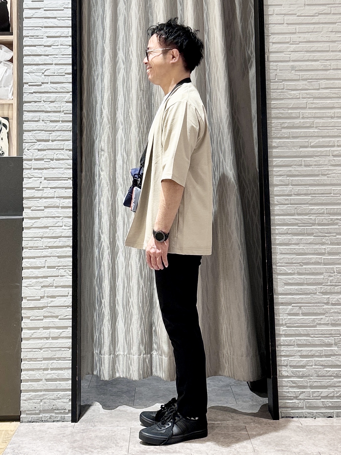KENJI Iさんの「THE SHOP TK｜メッシュ五分袖カーディガン＋半袖Tシャツ セットアイテム 洗濯機OK」を使ったコーディネート