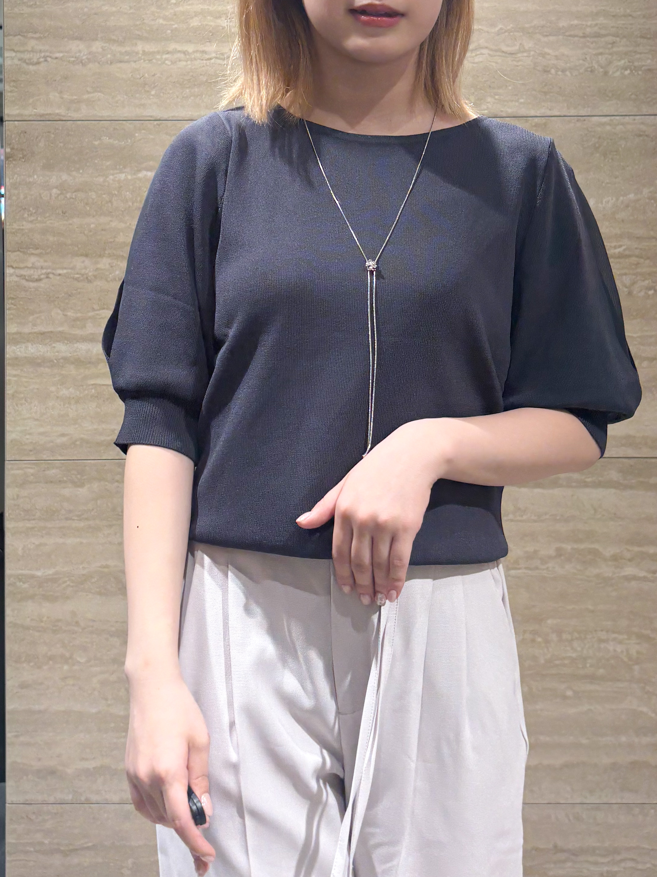 ふうかさんの「index｜【接触冷感】クールタッチラップスリーブニット《UVケア／洗濯機OK／XS～3L／9col》」を使ったコーディネート