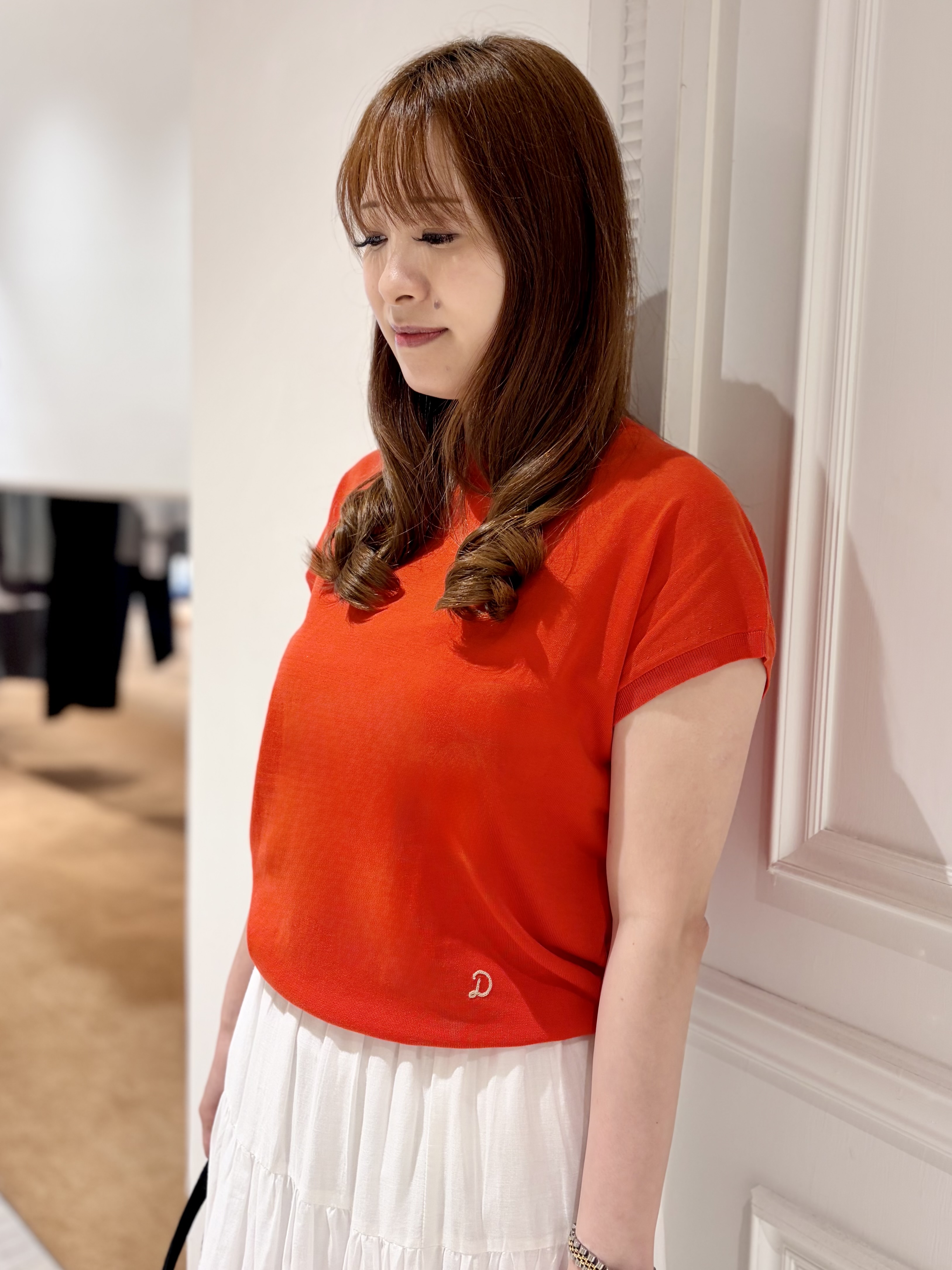 minowaさんの「DRESSTERIOR｜【ウォッシャブル】コットンシルクフレンチスリーブニット」を使ったコーディネート