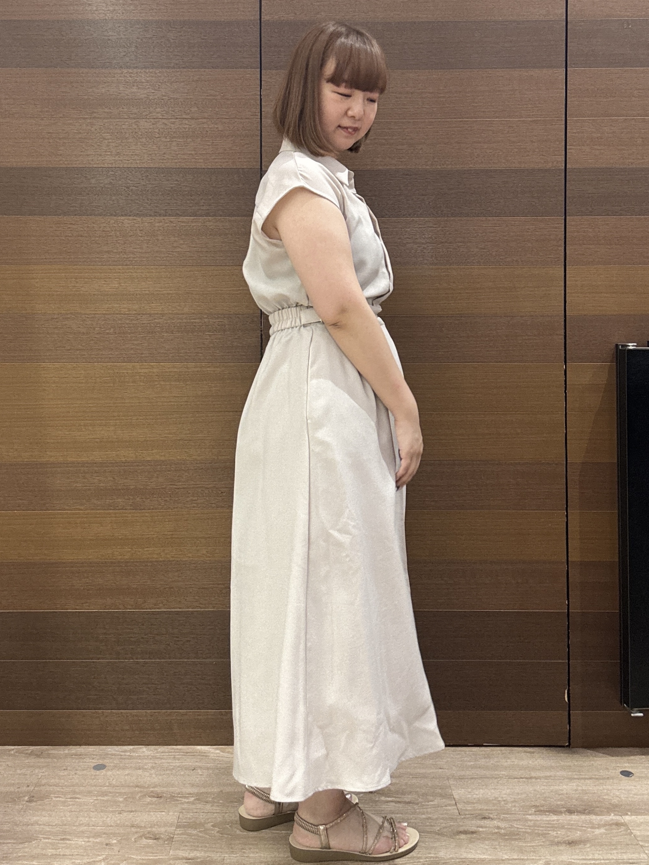 yumeさんの「OPAQUE.CLIP｜【接触冷感／吸水速乾】フレンチスリーブシャツワンピース《イージーアイロン／洗濯機OK》」を使ったコーディネート