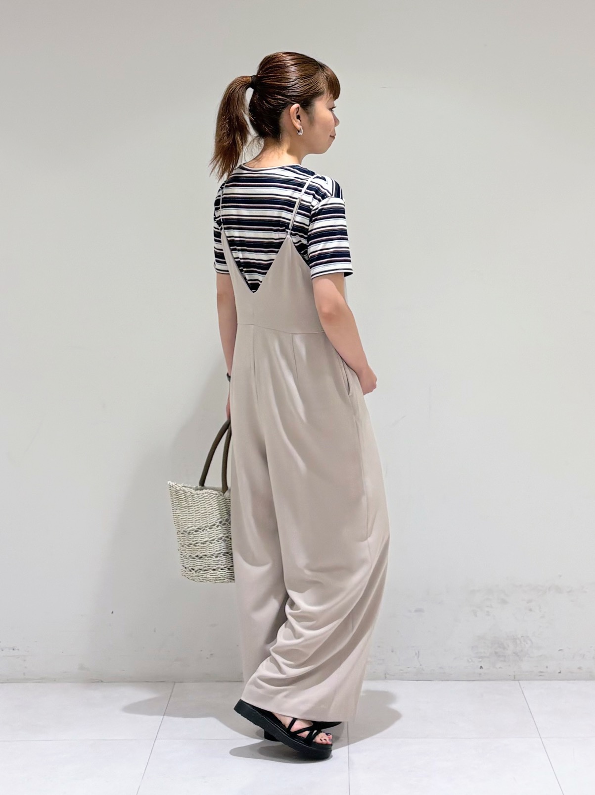 tsuyuさんの「INDIVI｜【ゆったり／着映え】ボーダーリラクシーTシャツ」を使ったコーディネート