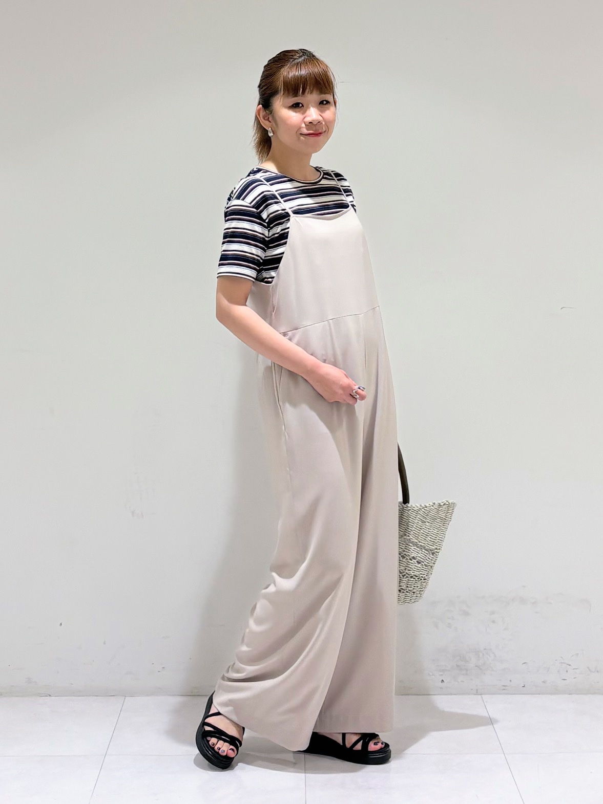 tsuyuさんの「INDIVI｜【ゆったり／着映え】ボーダーリラクシーTシャツ」を使ったコーディネート