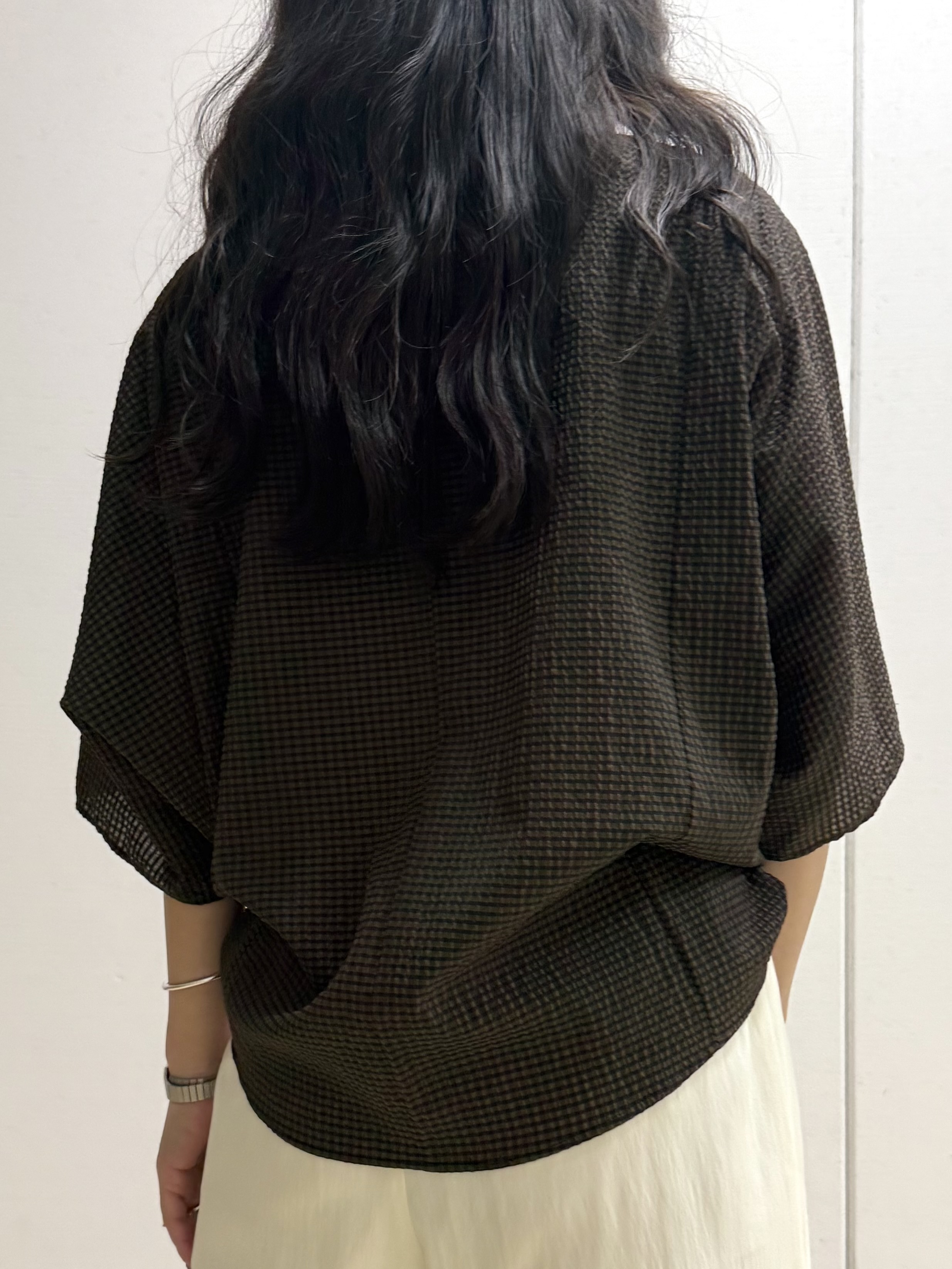 mamiさんの「INDIVI｜【体型カバー】サッカーチェックドルマントップス」を使ったコーディネート