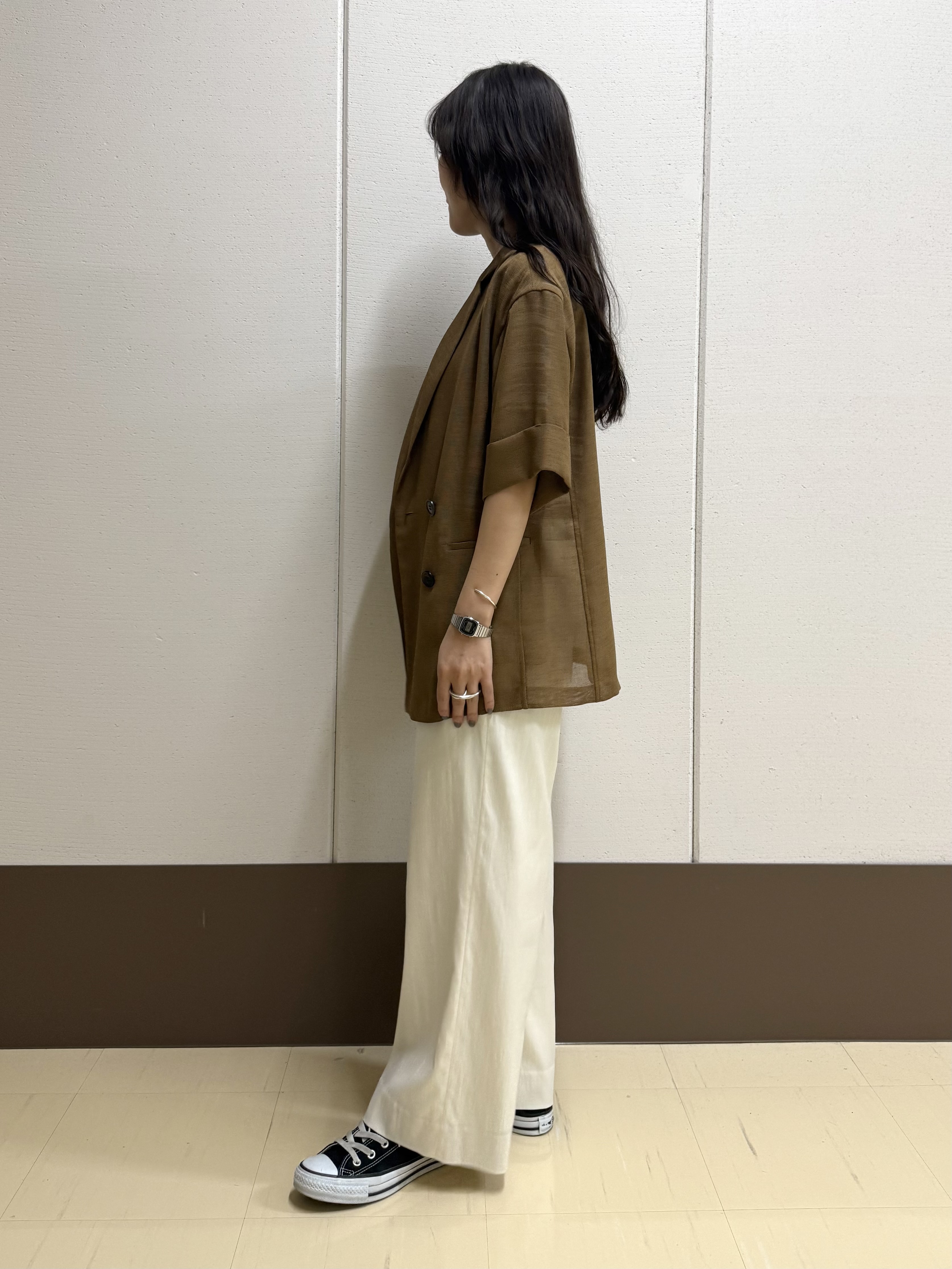 mamiさんの「INDIVI｜【ゆったり／着映え】ボーダーリラクシーTシャツ」を使ったコーディネート