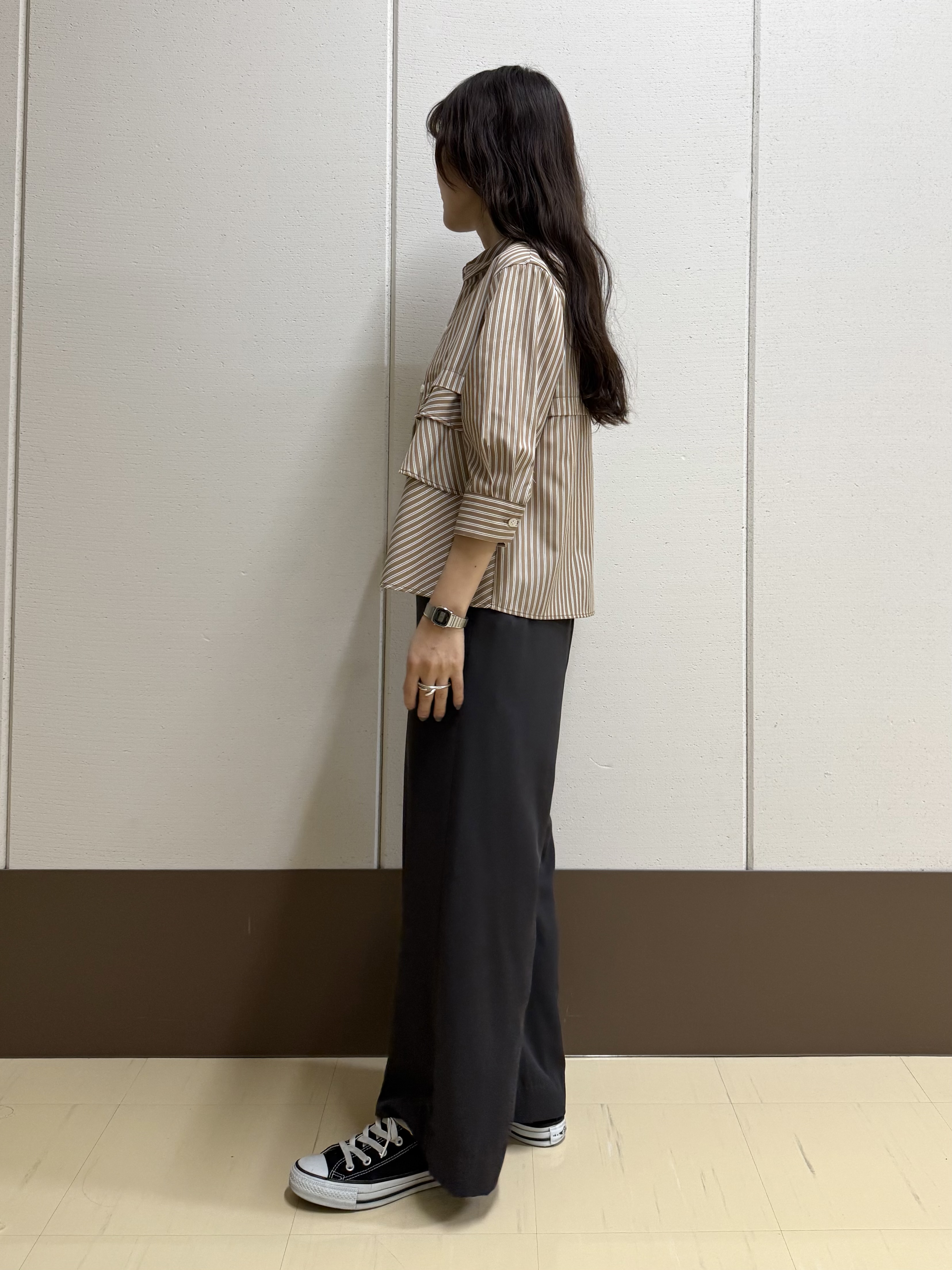 mamiさんの「INDIVI｜【UVケア／吸汗速乾／着映え】ティアードストライプシャツ」を使ったコーディネート