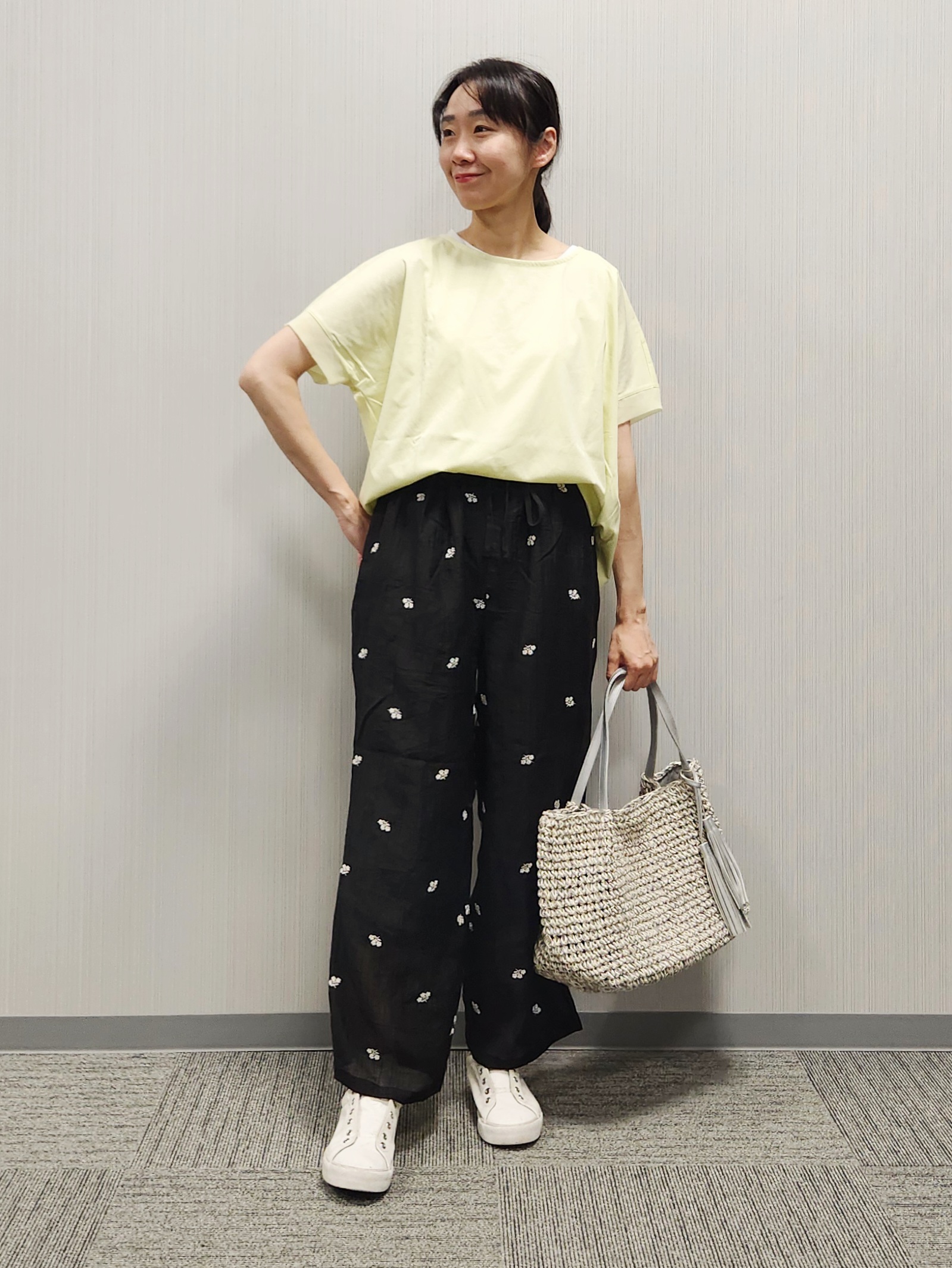 naraさんの「Dessin｜【接触冷感/UVカット】美光沢カットソーワイドシルエット」を使ったコーディネート