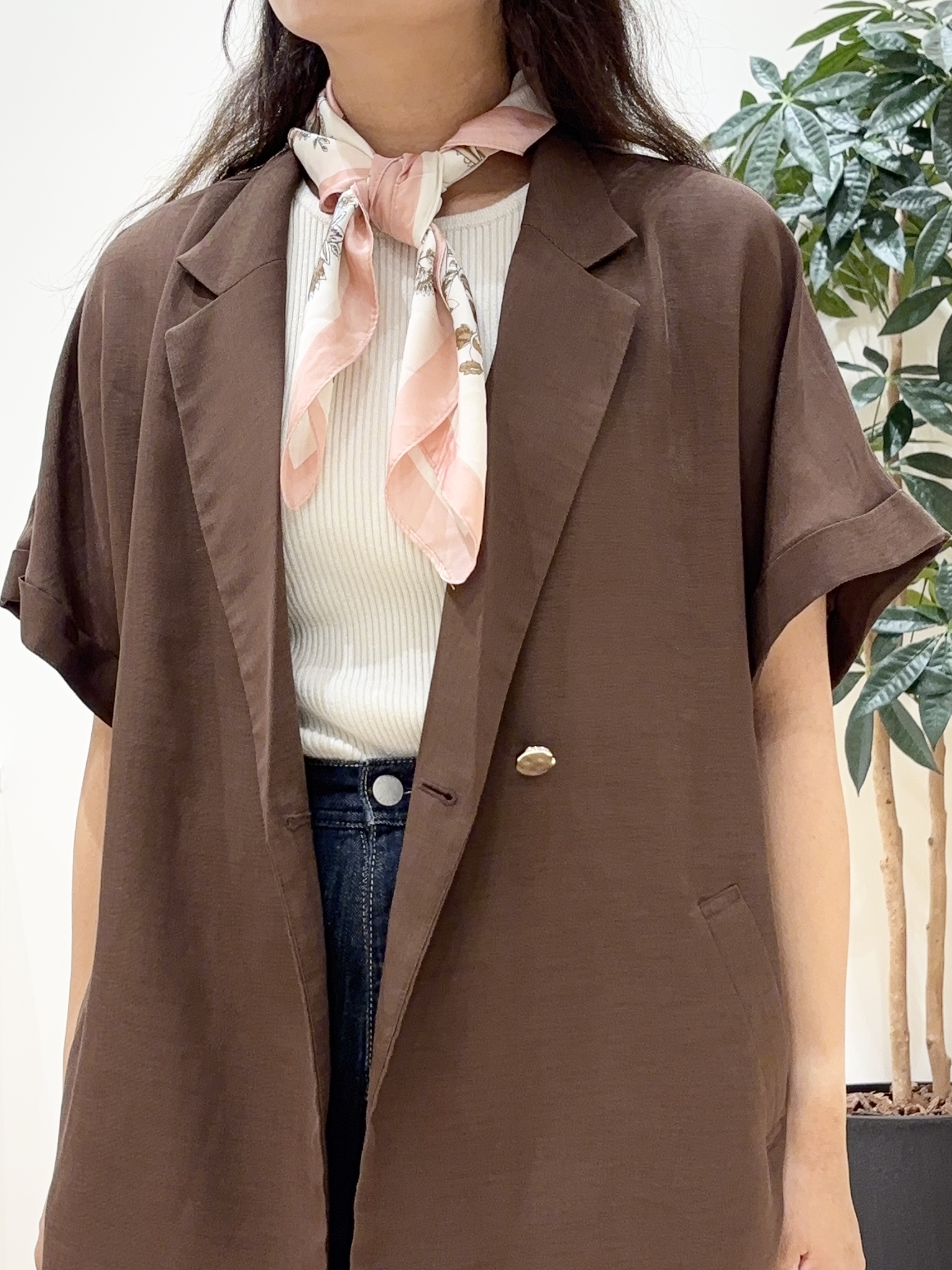 miraiさんの「grove｜【洗濯機OK・ひんやり/SETUP可】シワになりにくいハーフスリーブジャケット」を使ったコーディネート