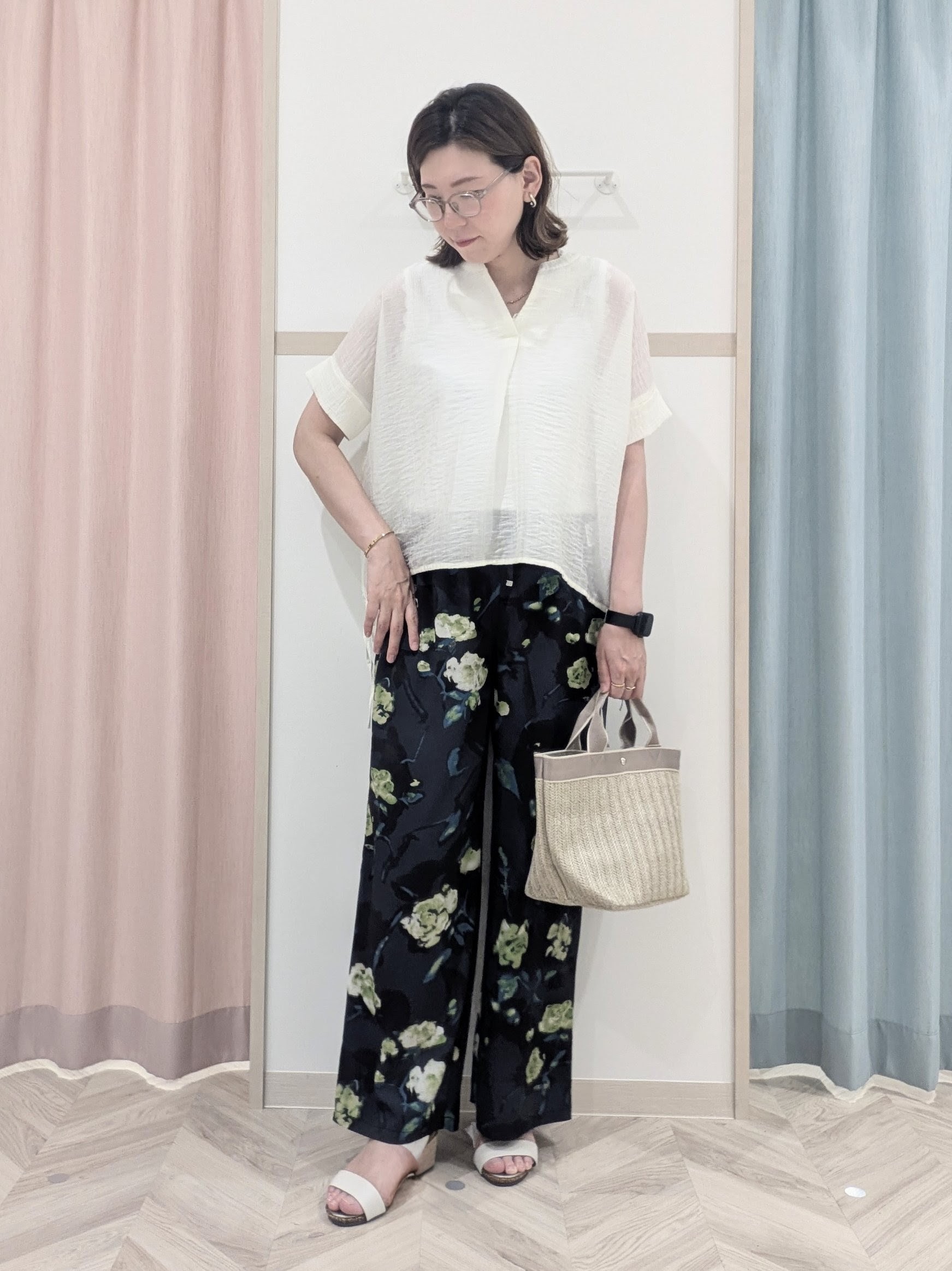 miyuさんの「SHOO･LA･RUE｜【高レビュー/体型カバー】インせず着られる スキッパー裾リボンブラウス」を使ったコーディネート