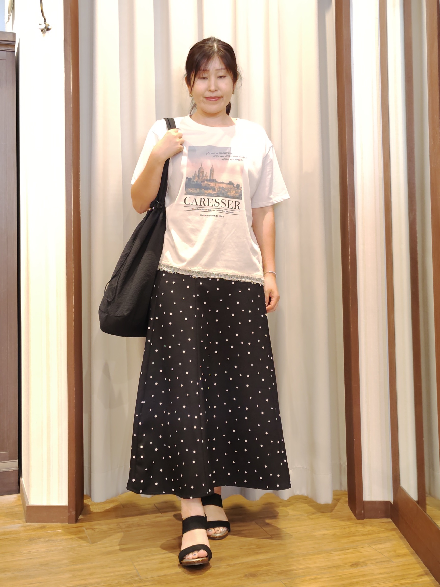 chami さんの「SHOO･LA･RUE｜【ひんやり/洗濯機可/S-LL】オンにもオフにも マルチに使えるボタンレスカーディガン」を使ったコーディネート